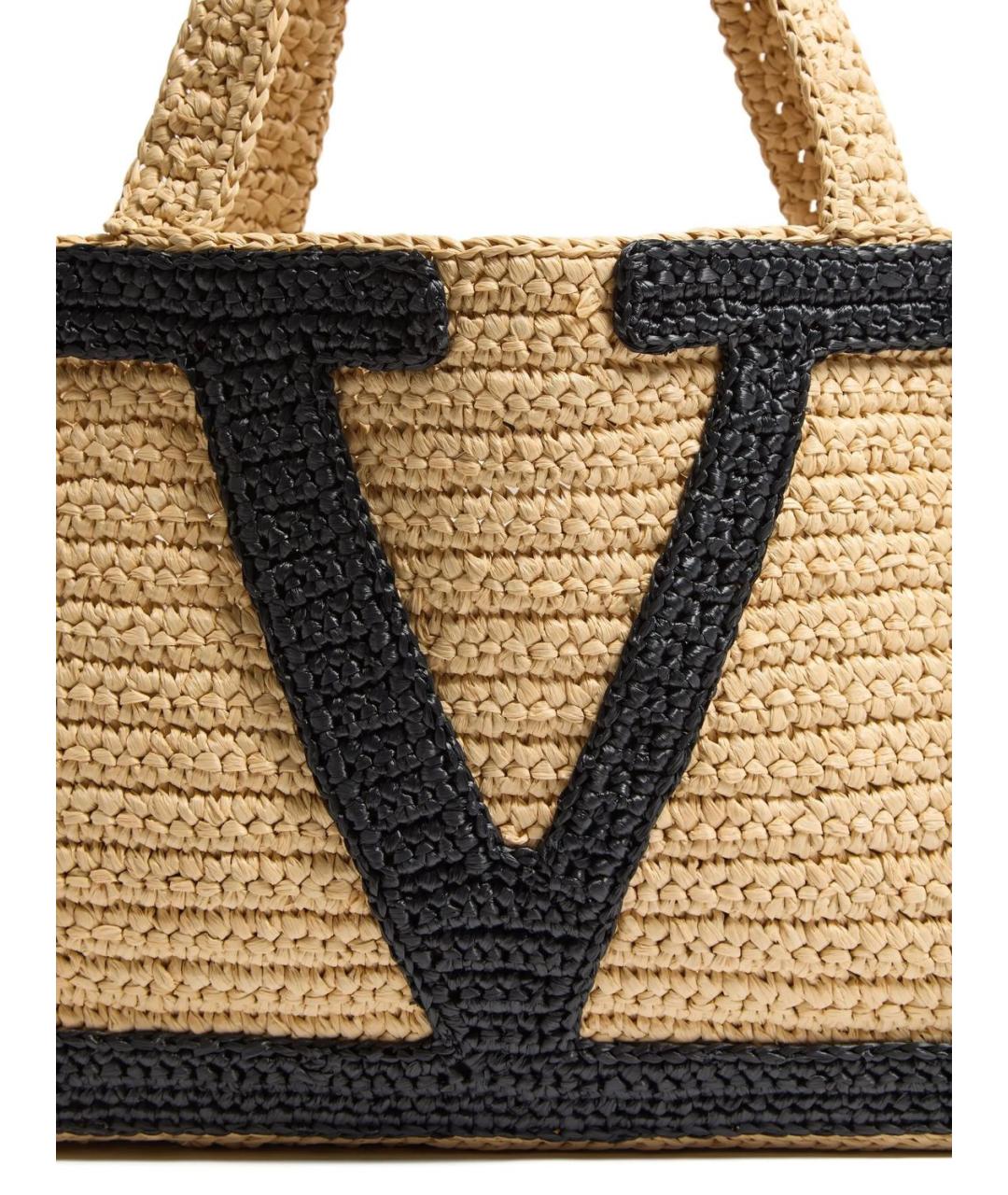 VALENTINO Бежевая пелетеная сумка тоут, фото 2