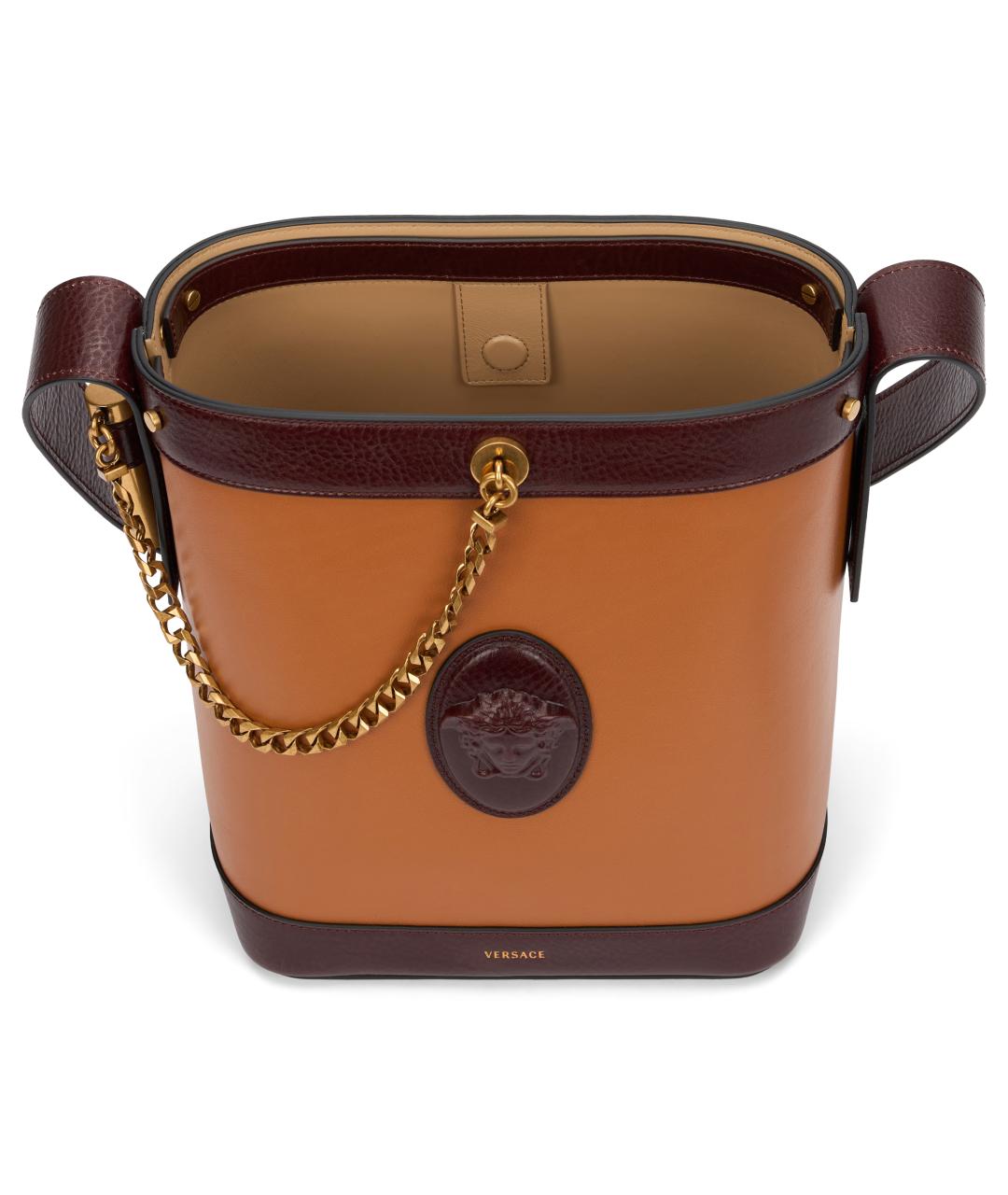 VERSACE Бежевая кожаная сумка через плечо, фото 5