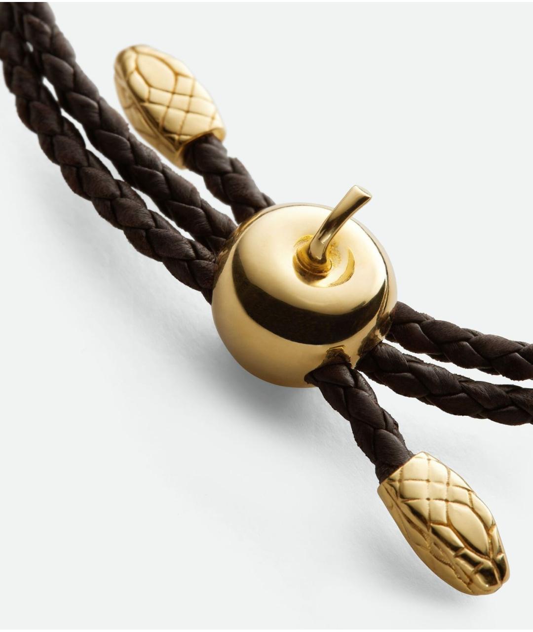 BOTTEGA VENETA Коричневый кожаный браслет, фото 3