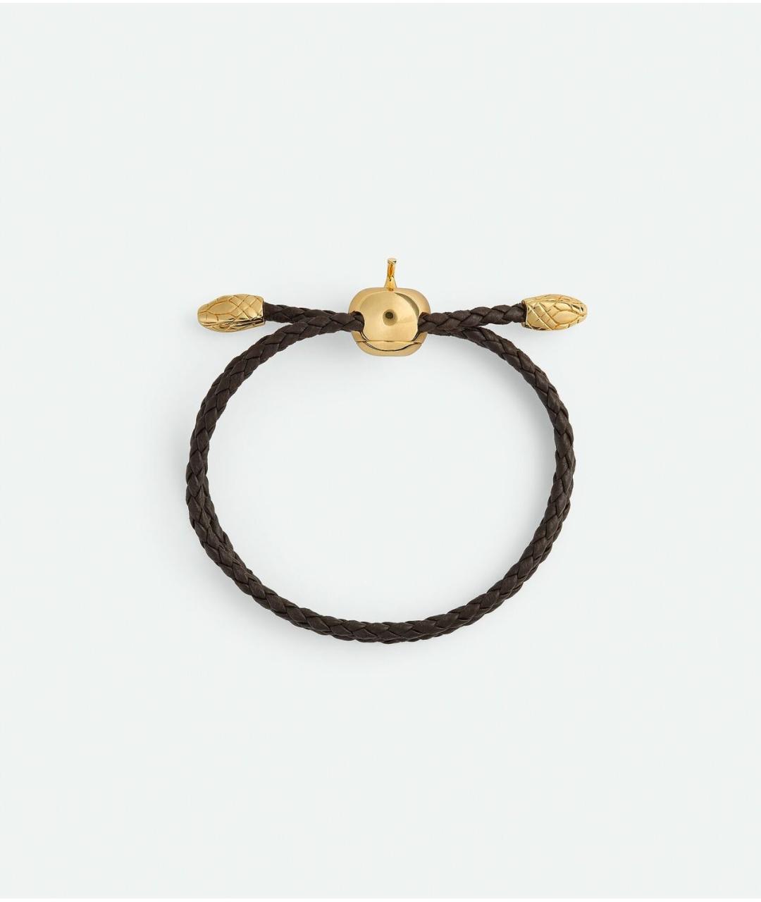 BOTTEGA VENETA Коричневый кожаный браслет, фото 2