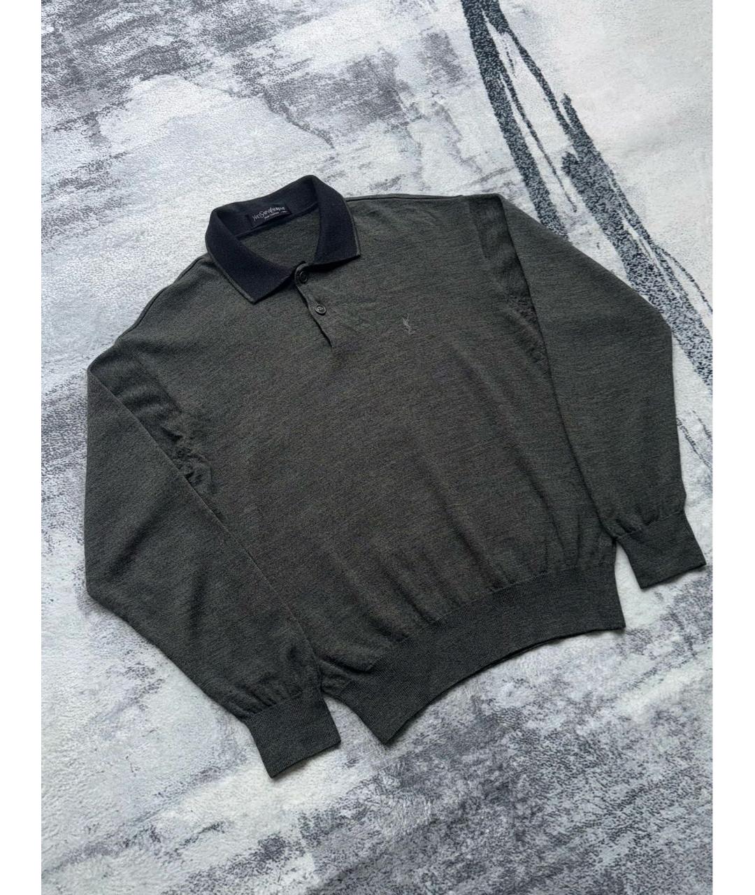 SAINT LAURENT Антрацитовый шерстяной джемпер / свитер, фото 3