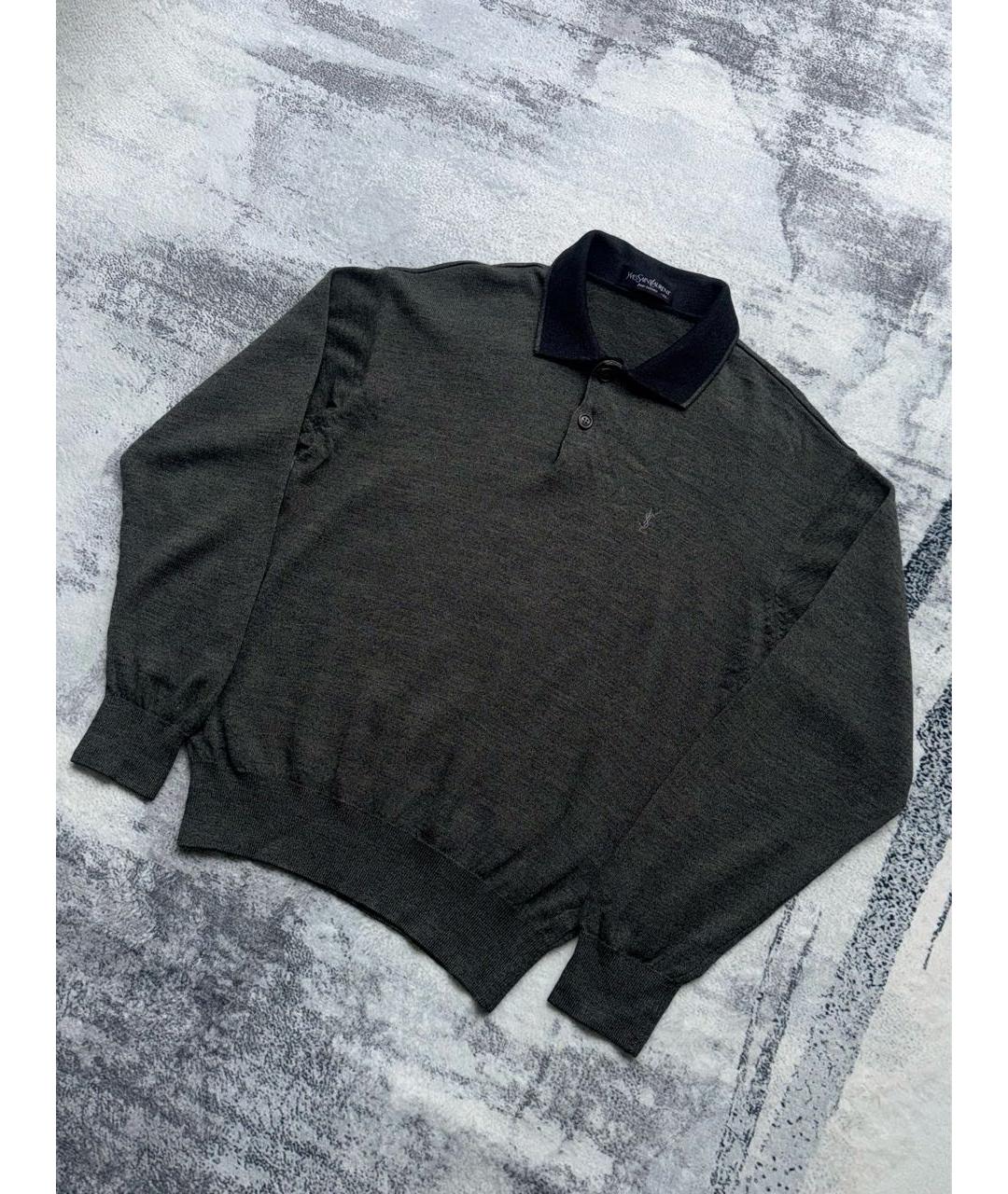 SAINT LAURENT Антрацитовый шерстяной джемпер / свитер, фото 2