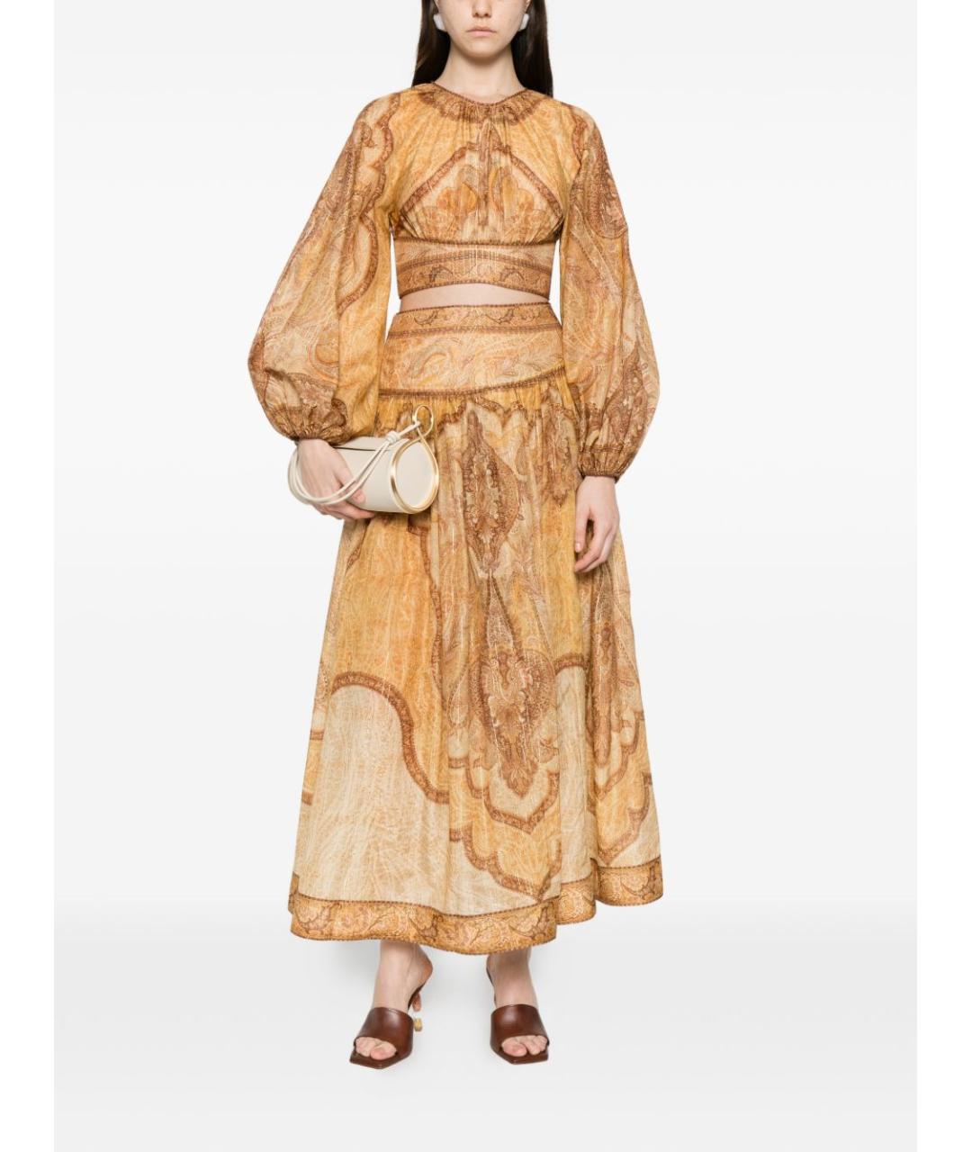 ZIMMERMANN Оранжевая хлопковая блузы, фото 4