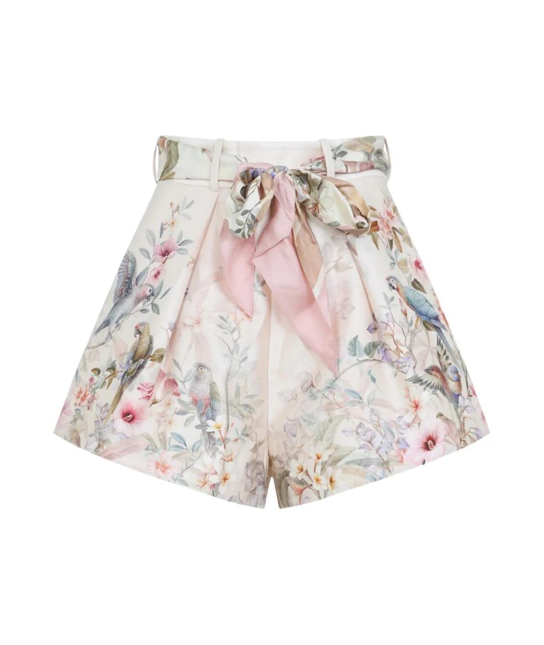 ZIMMERMANN Бежевые шелковые шорты, фото 1