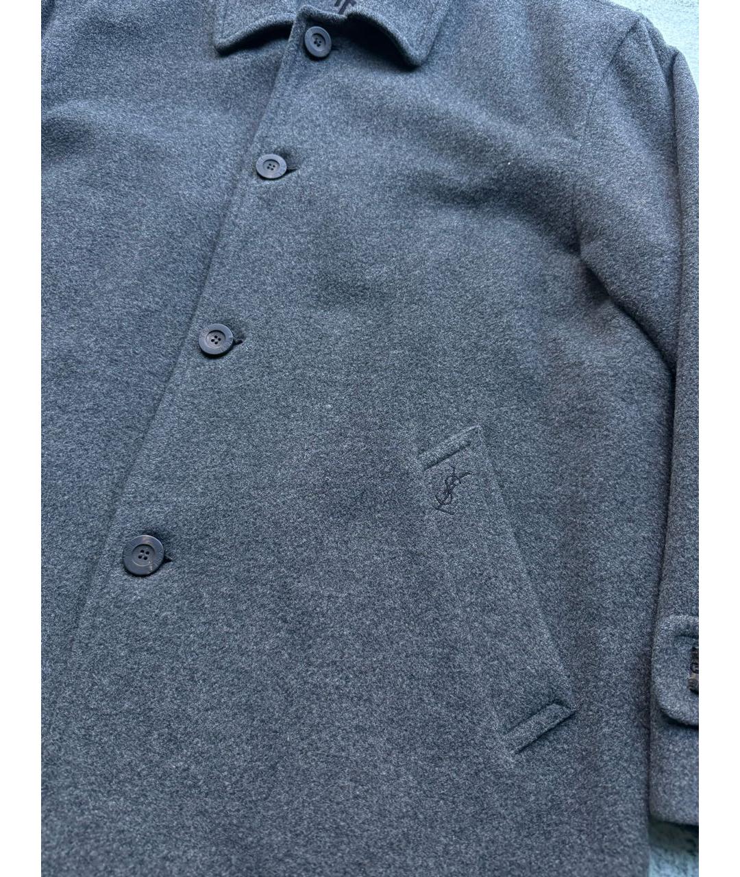 SAINT LAURENT Антрацитовое шерстяное пальто, фото 2