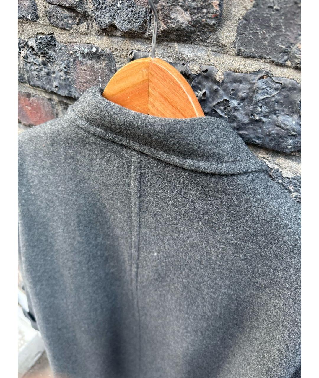 SAINT LAURENT Серое шерстяное пальто, фото 8