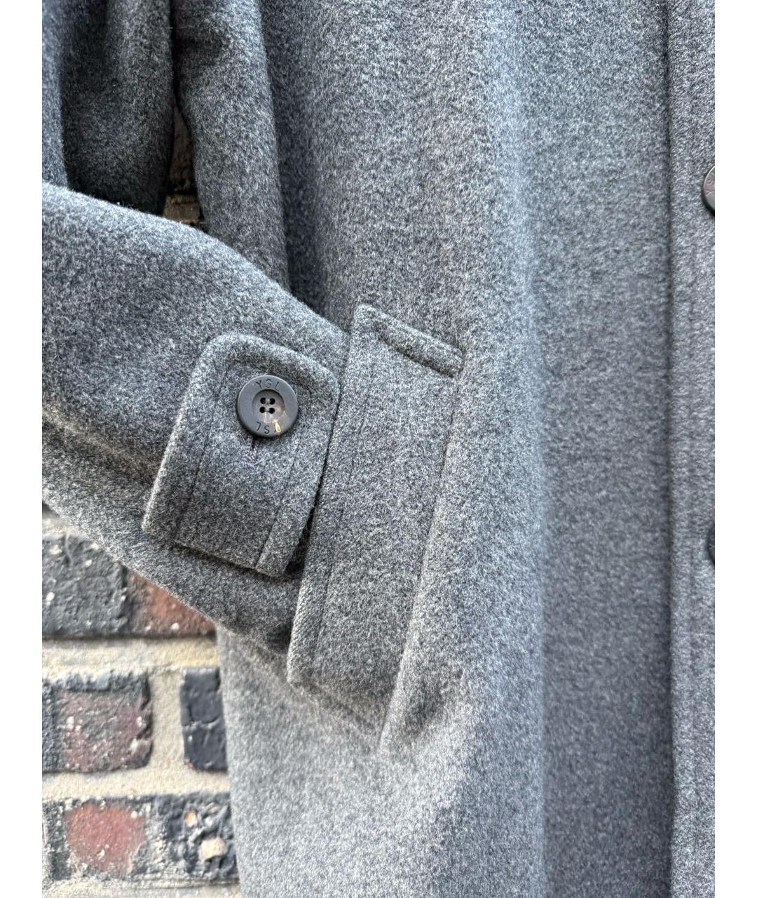 SAINT LAURENT Серое шерстяное пальто, фото 6