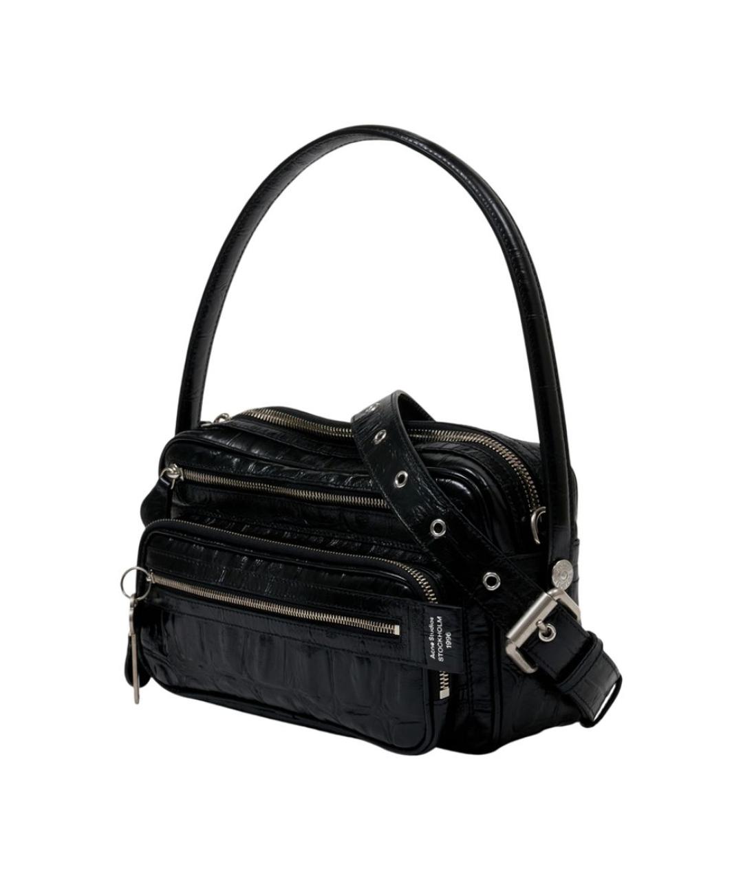 ACNE STUDIOS Черная кожаная сумка через плечо, фото 2
