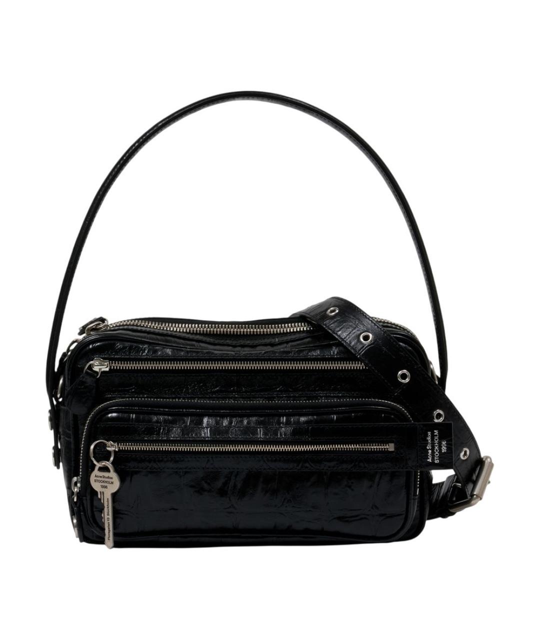 ACNE STUDIOS Черная кожаная сумка через плечо, фото 1