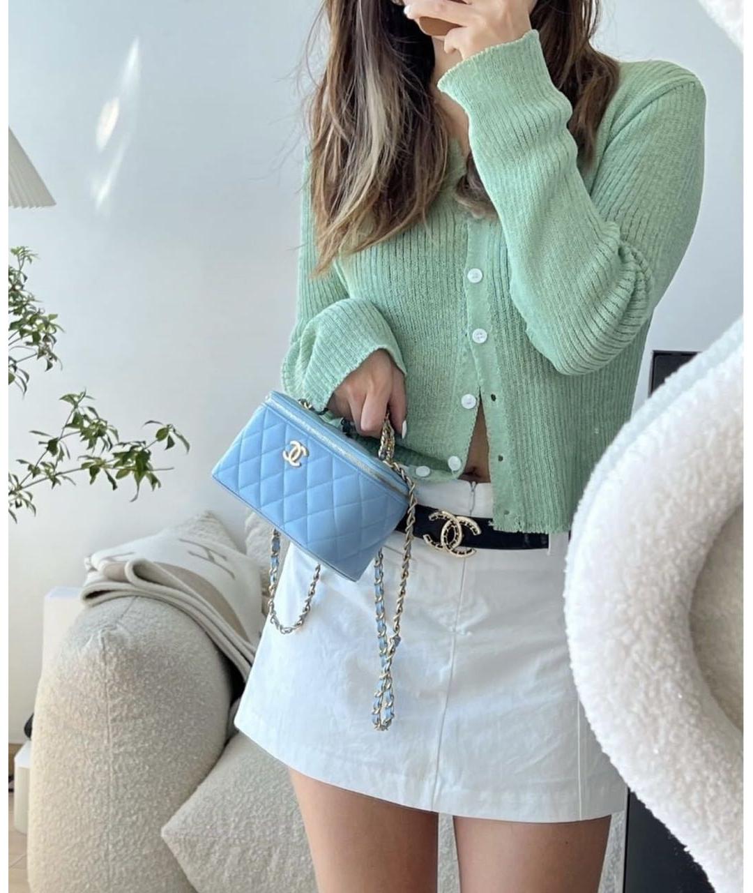 CHANEL Голубая кожаная сумка через плечо, фото 8