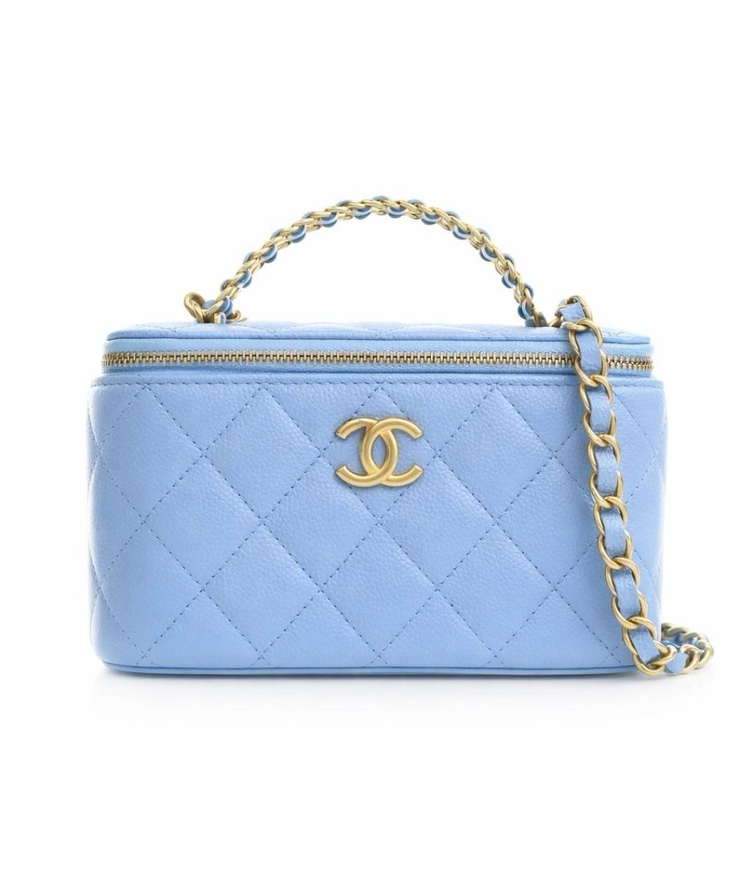 CHANEL Голубая кожаная сумка через плечо, фото 9