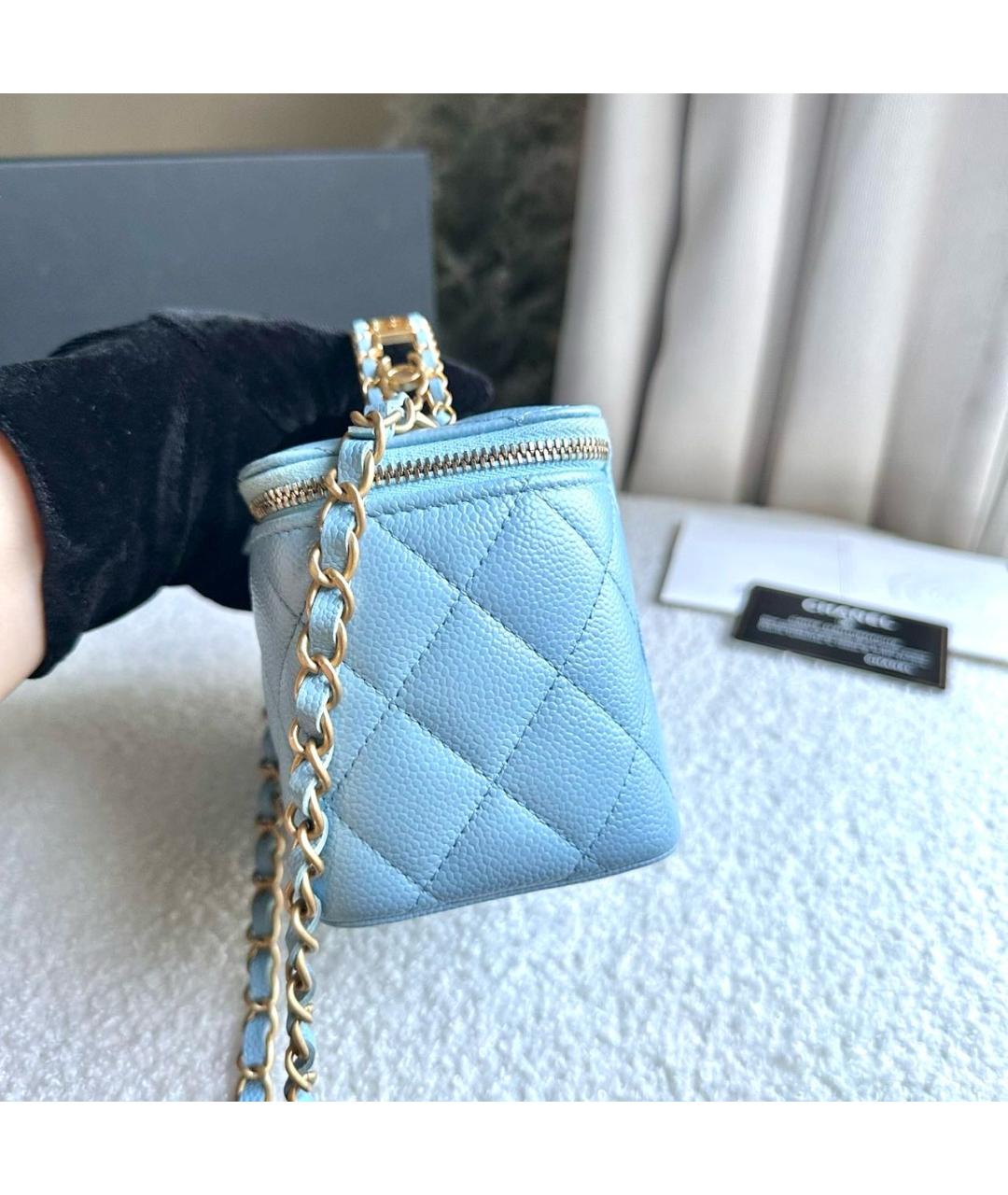 CHANEL Голубая кожаная сумка через плечо, фото 4