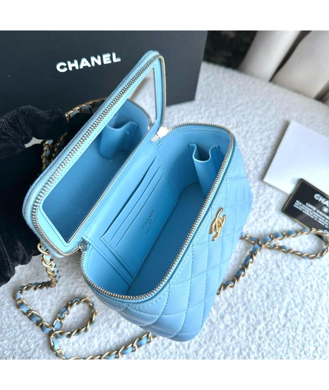 CHANEL Голубая кожаная сумка через плечо, фото 7