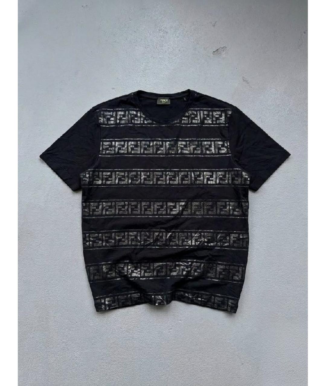 FENDI Черная хлопковая футболка, фото 2