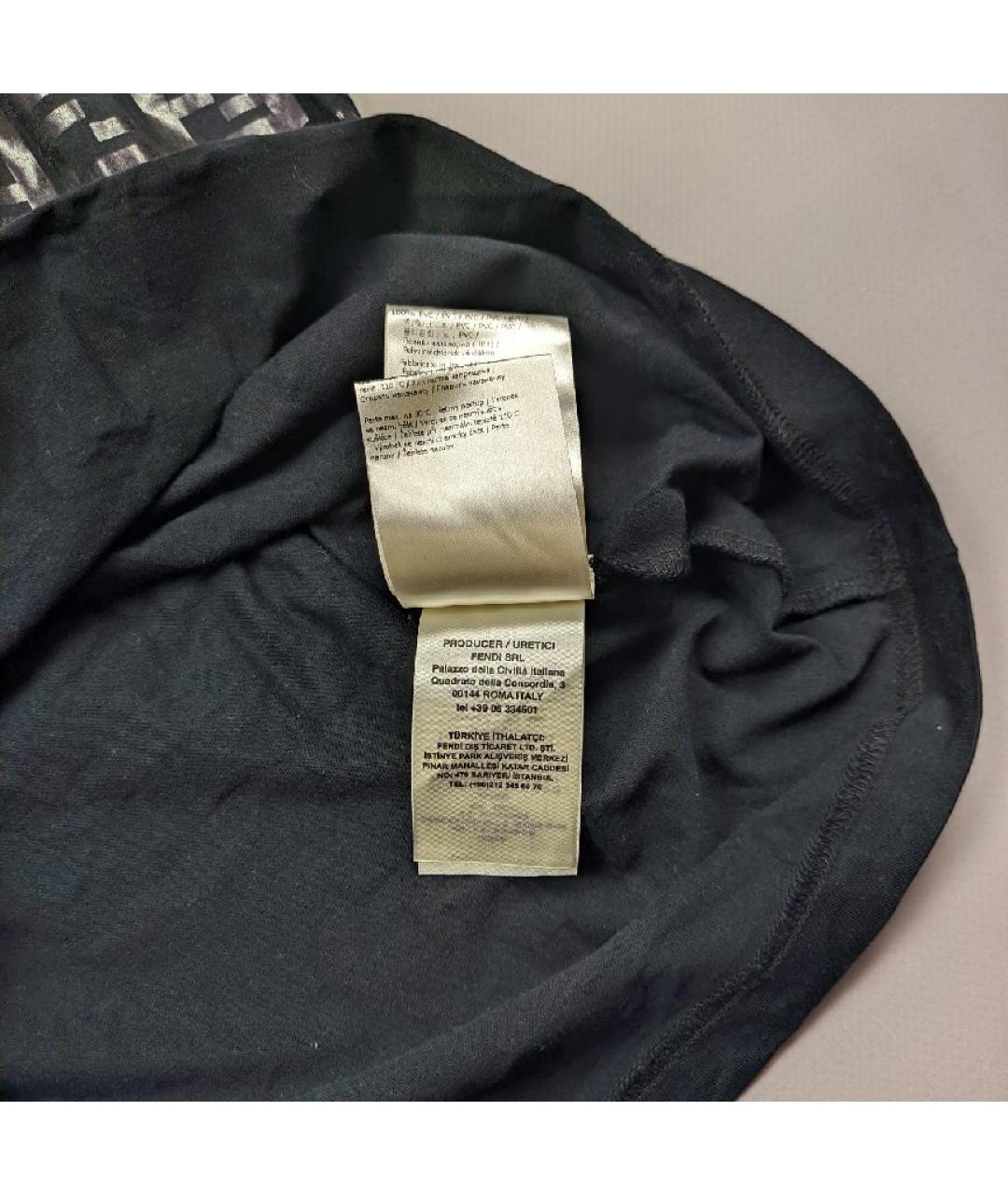 FENDI Черная хлопковая футболка, фото 9