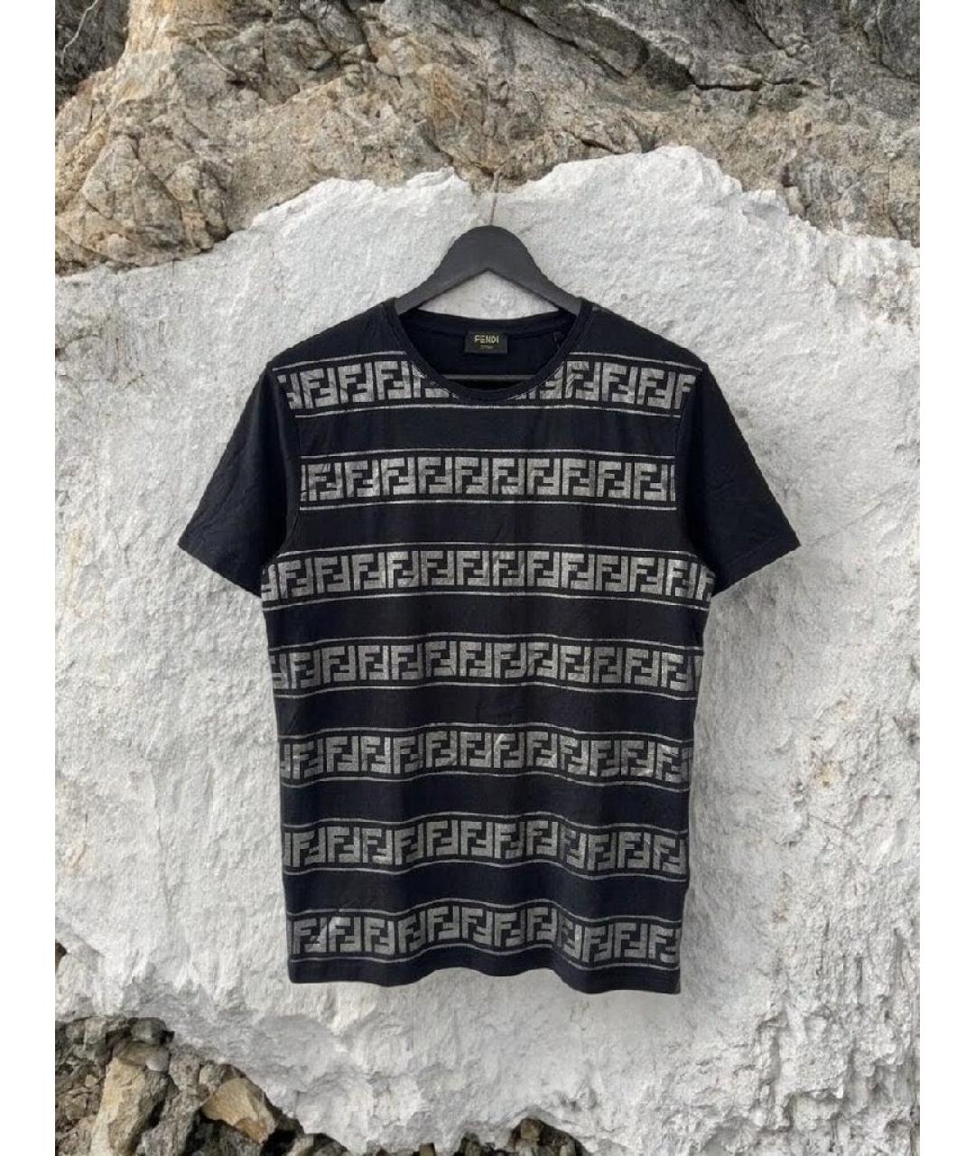 FENDI Черная хлопковая футболка, фото 10