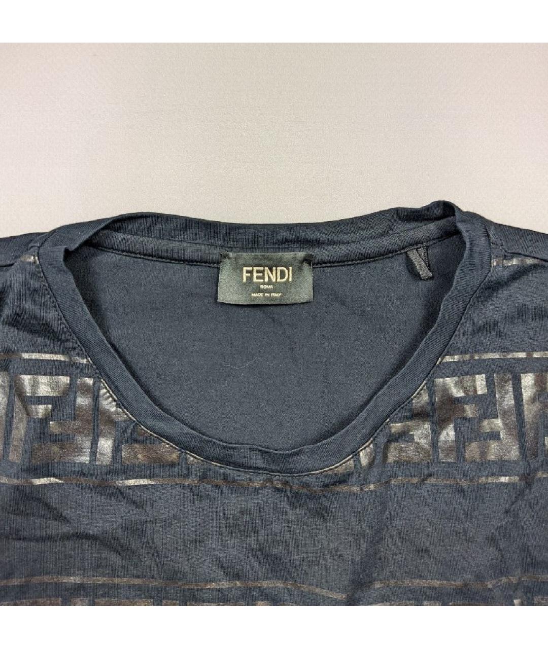 FENDI Черная хлопковая футболка, фото 5