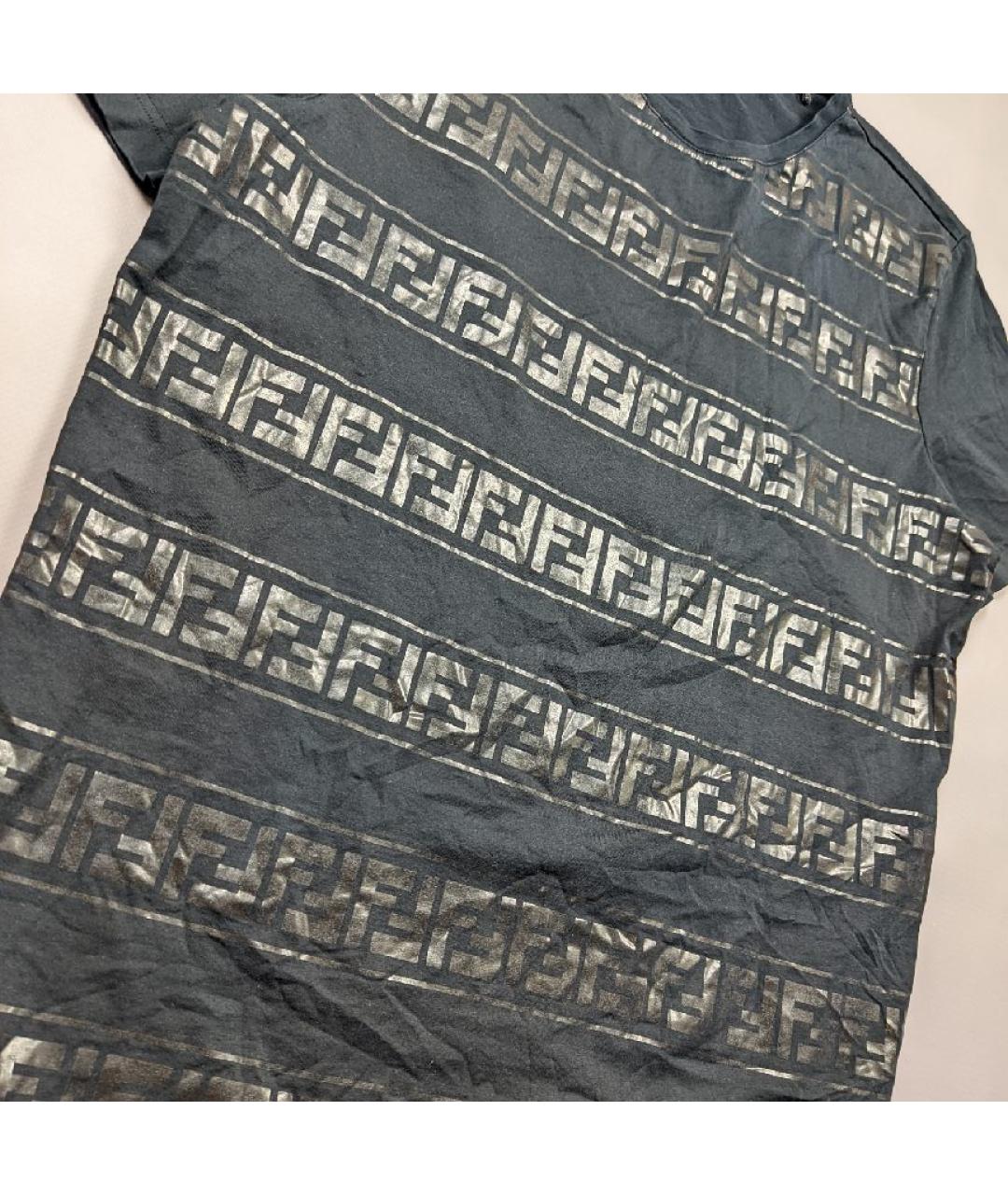 FENDI Черная хлопковая футболка, фото 4