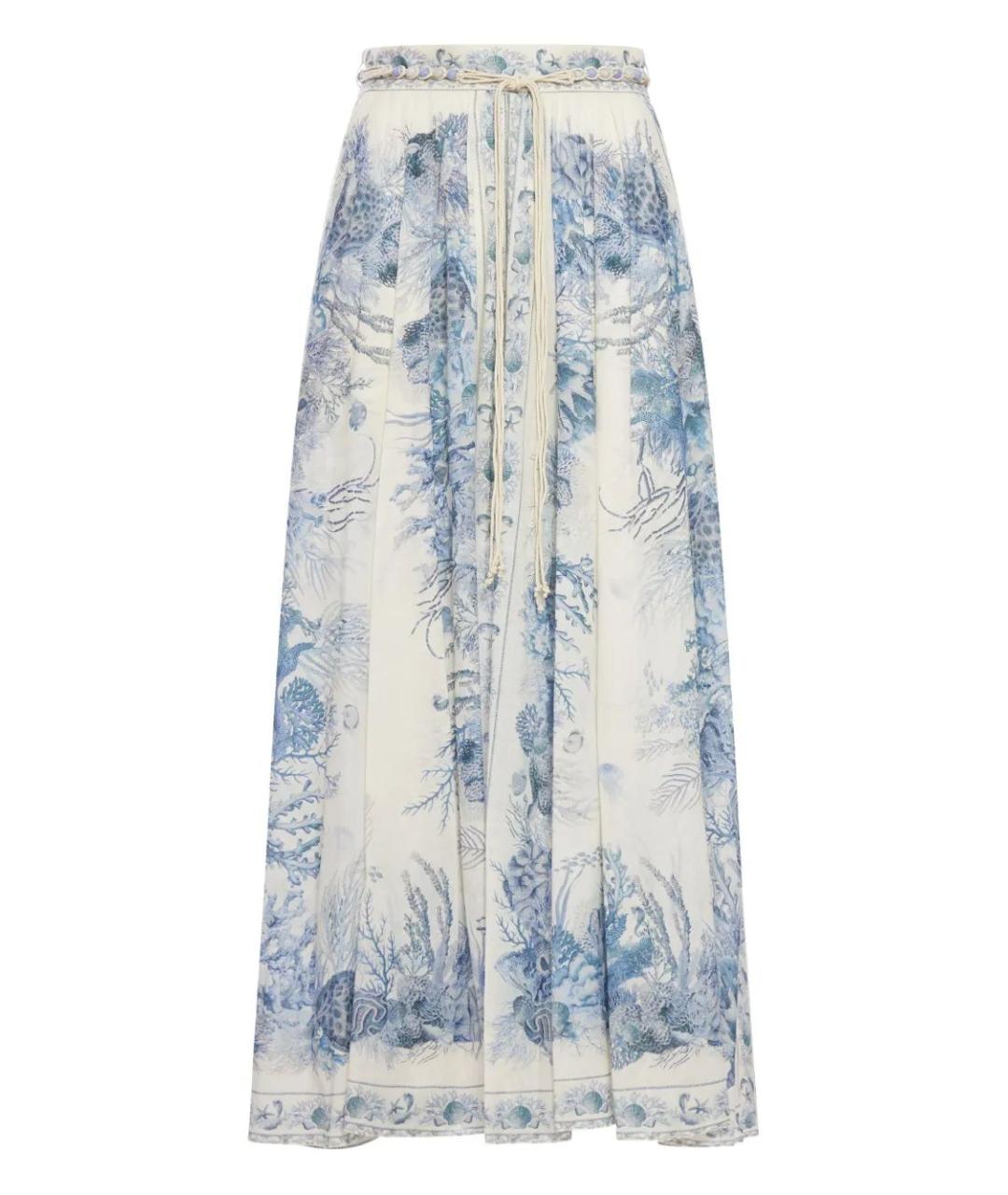 ZIMMERMANN Голубая хлопковая юбка макси, фото 1