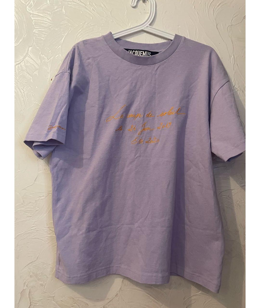 JACQUEMUS Фиолетовая хлопковая футболка, фото 5