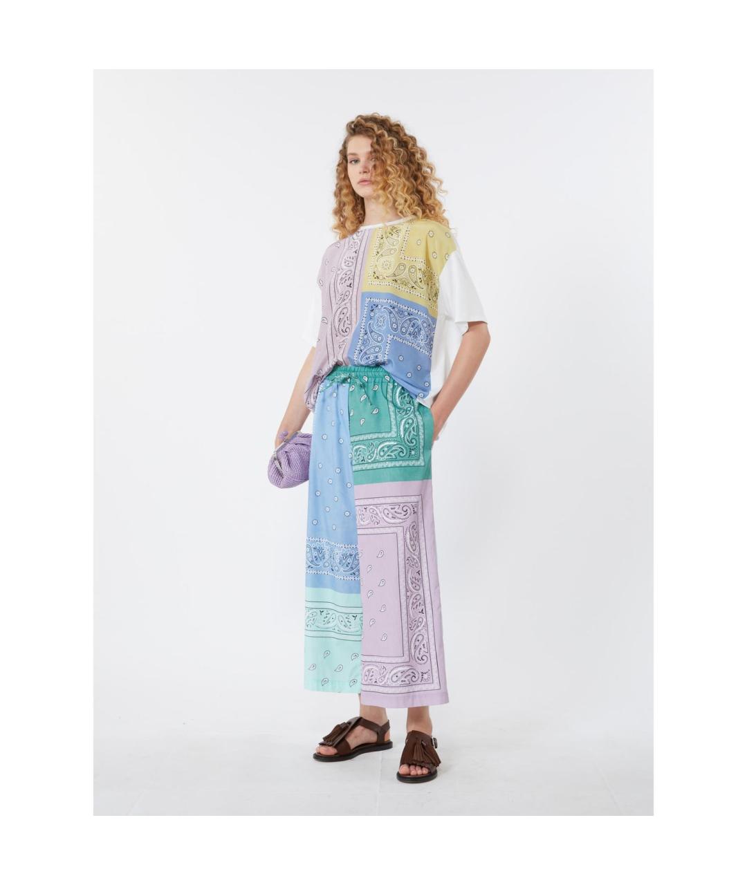 WEEKEND MAX MARA Мульти хлопковые прямые брюки, фото 4