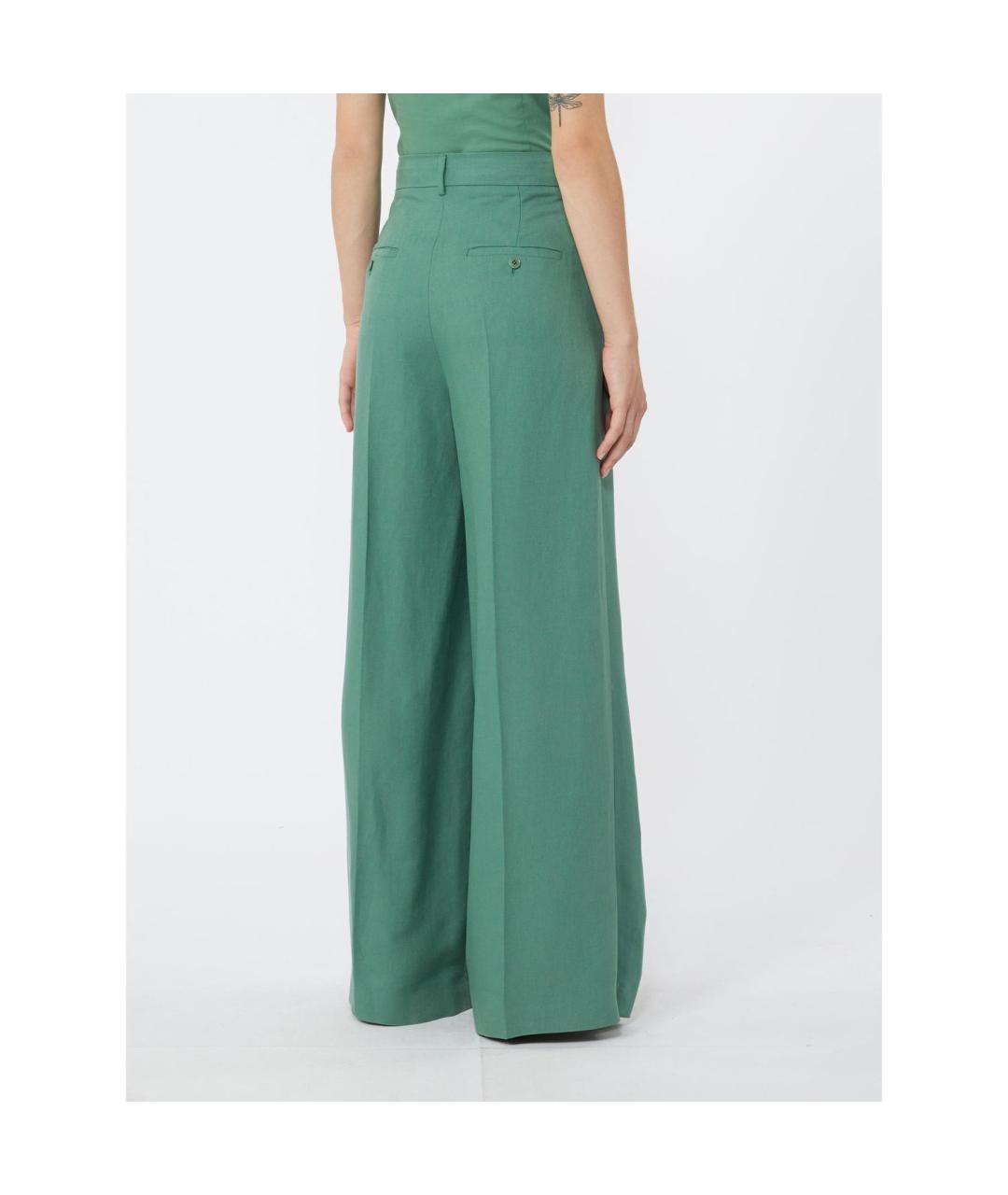 WEEKEND MAX MARA Зеленые вискозные прямые брюки, фото 2