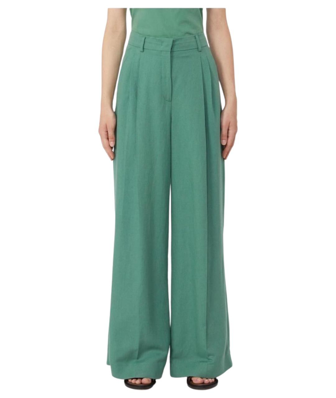 WEEKEND MAX MARA Зеленые вискозные прямые брюки, фото 1