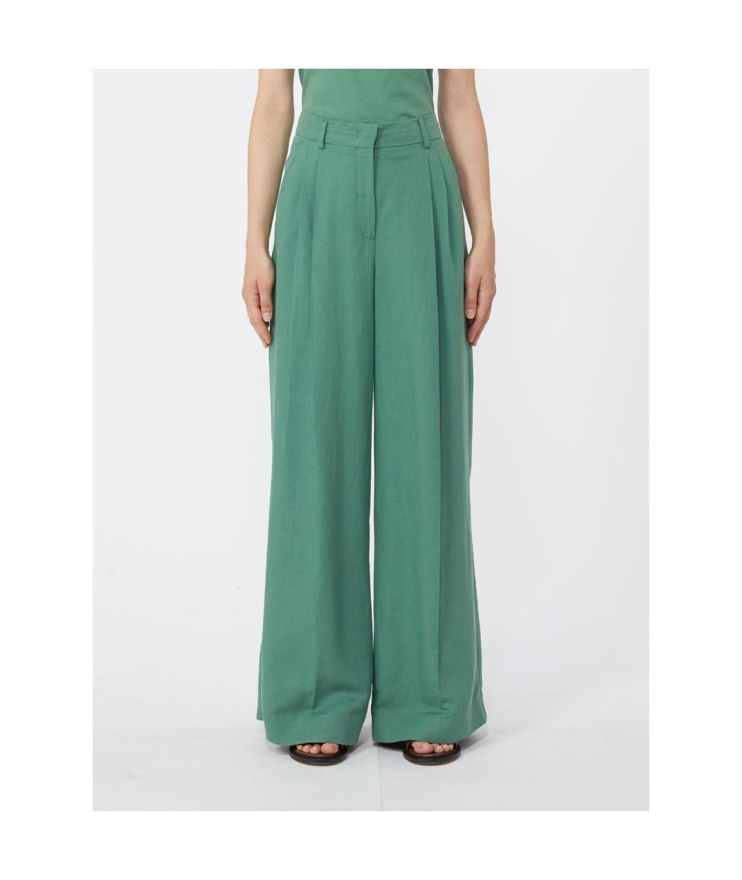 WEEKEND MAX MARA Зеленые вискозные прямые брюки, фото 4