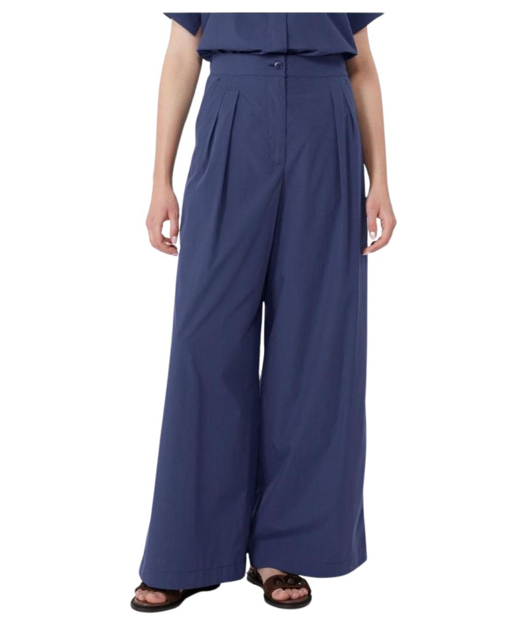 WEEKEND MAX MARA Синие хлопковые брюки широкие, фото 1