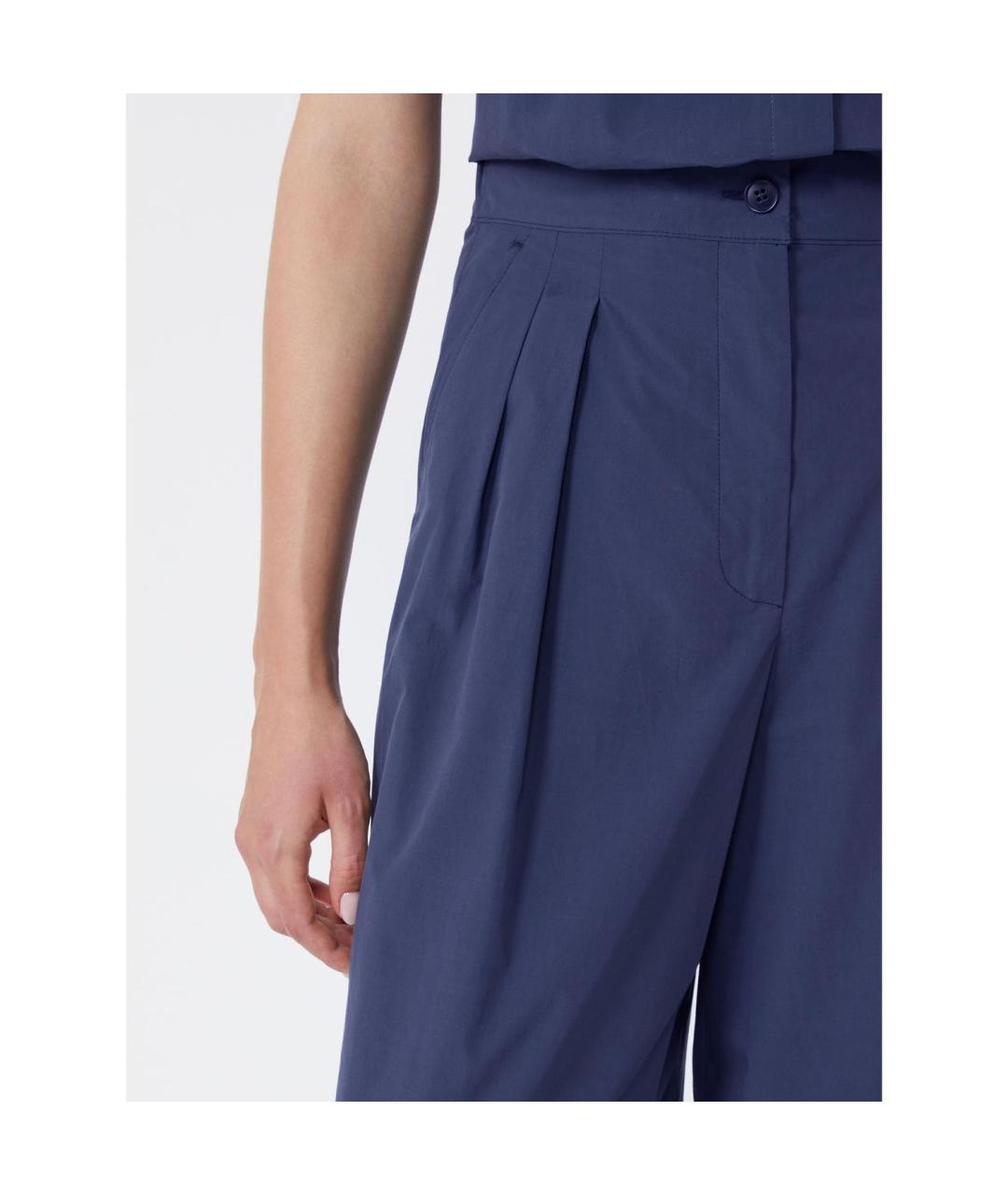WEEKEND MAX MARA Синие хлопковые брюки широкие, фото 3