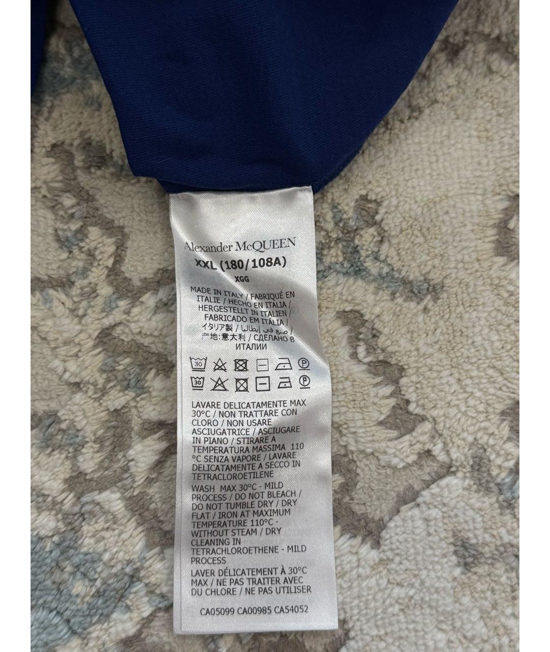 ALEXANDER MCQUEEN Темно-синяя хлопковая футболка, фото 4