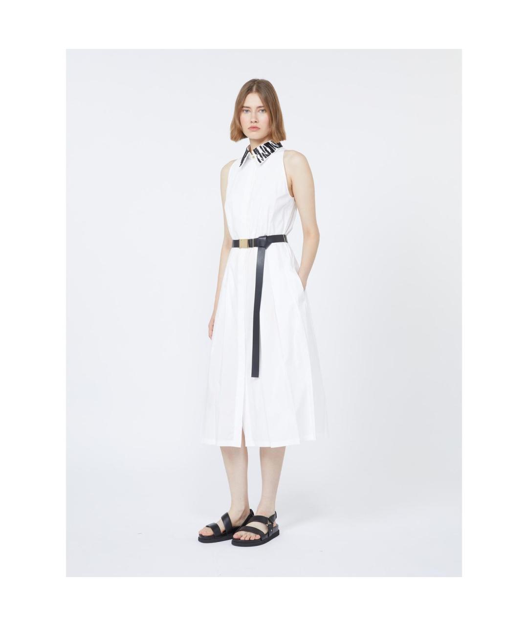 MAX MARA STUDIO Белое хлопковое повседневное платье, фото 6