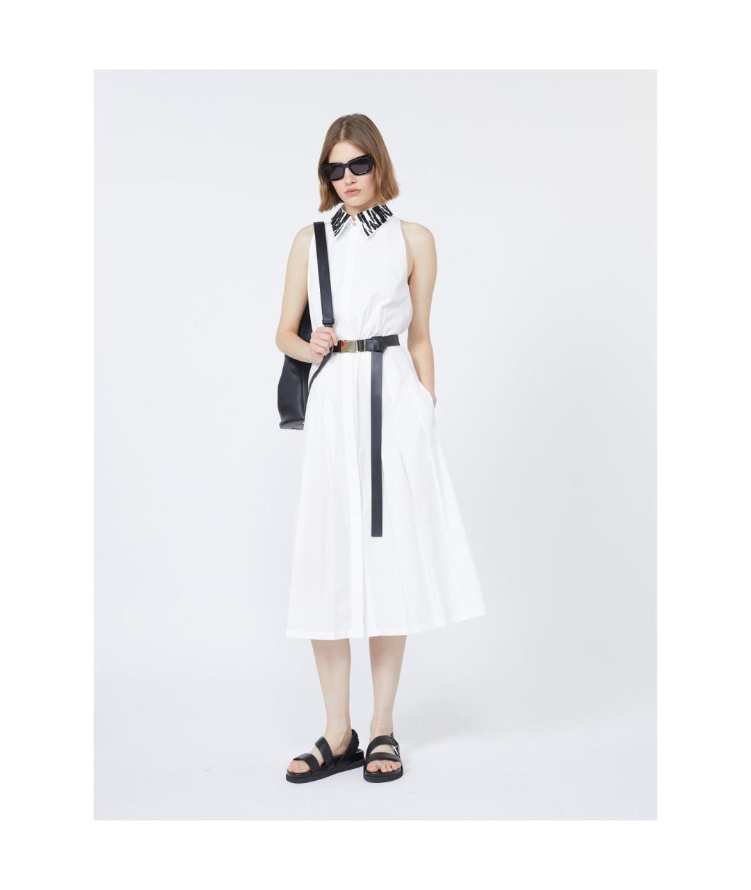 MAX MARA STUDIO Белое хлопковое повседневное платье, фото 5