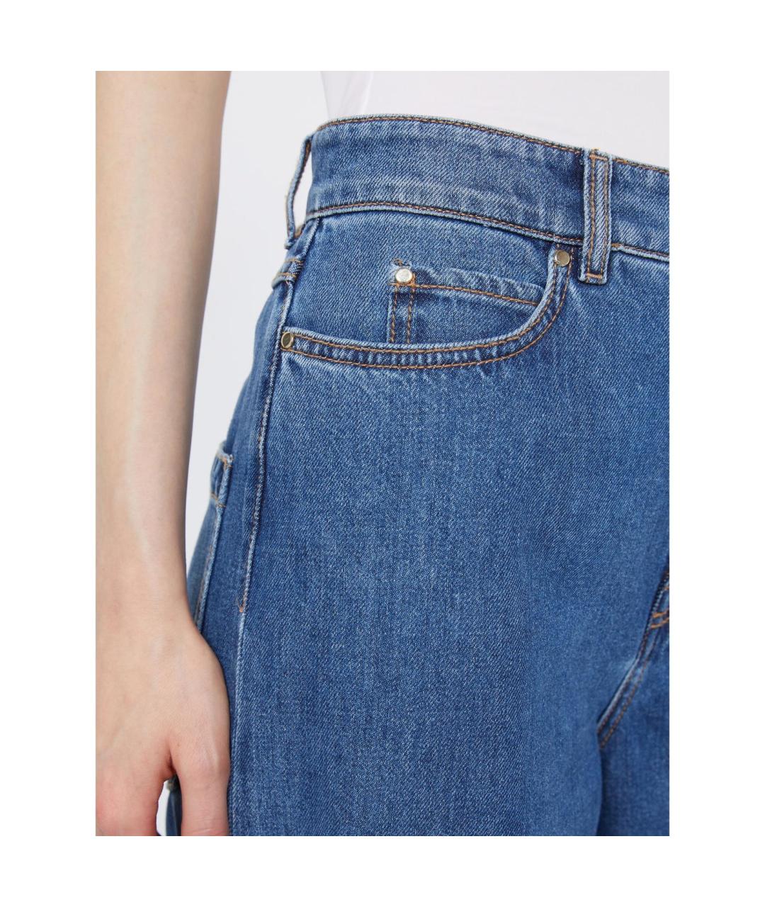 MAX MARA STUDIO Синие хлопковые джинсы клеш, фото 3