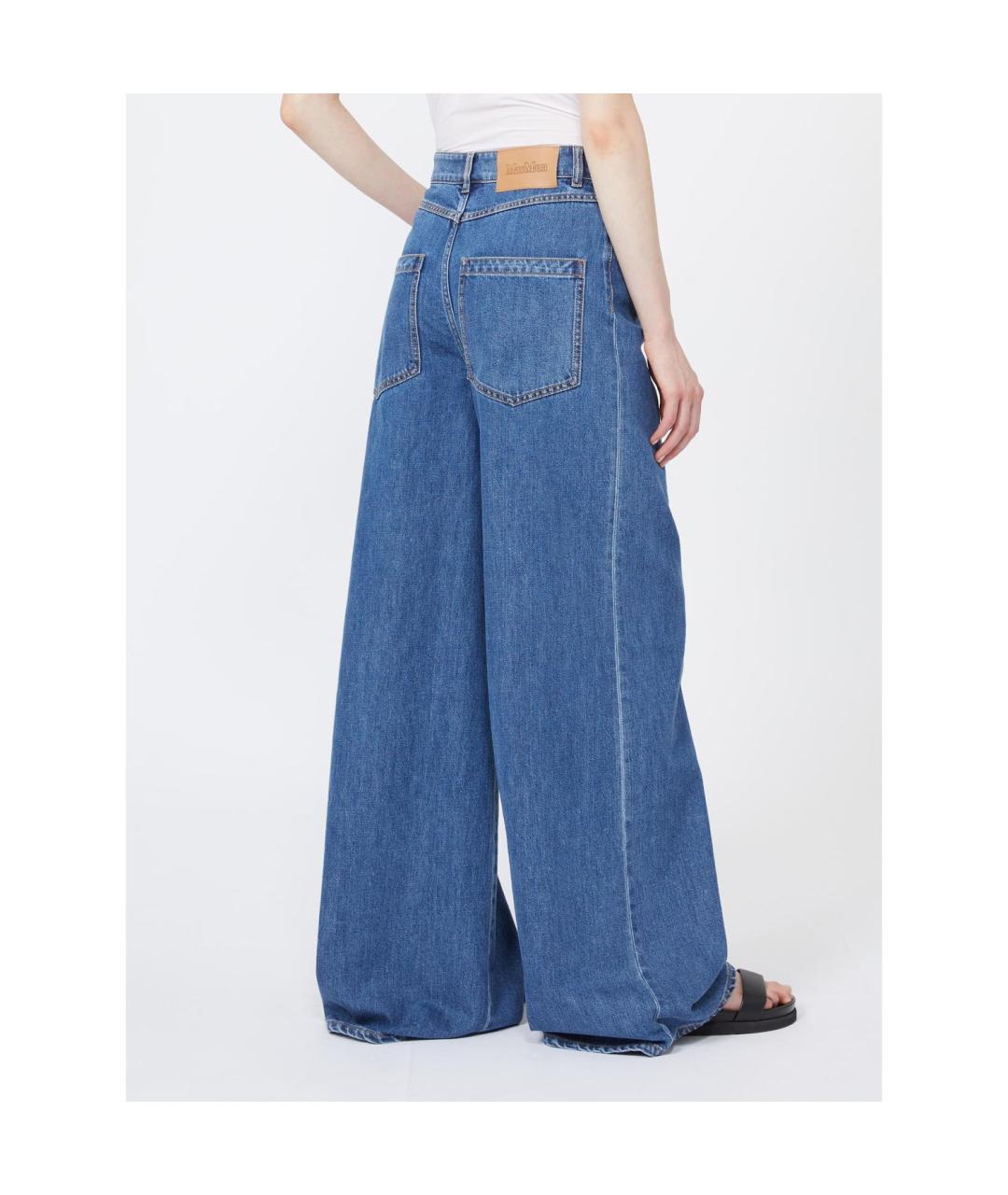 MAX MARA STUDIO Синие хлопковые джинсы клеш, фото 2
