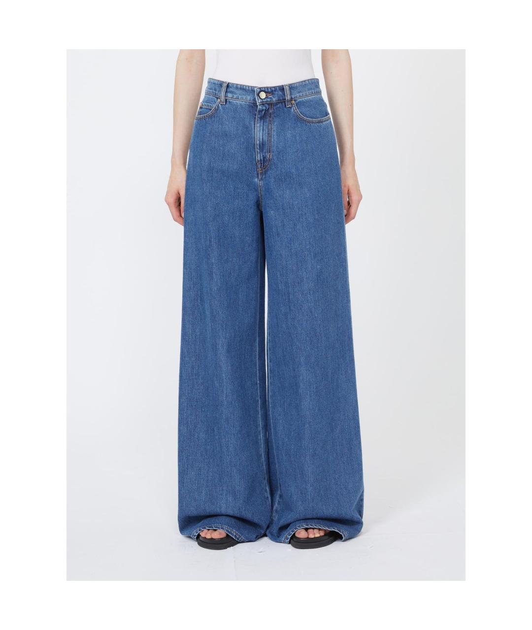 MAX MARA STUDIO Синие хлопковые джинсы клеш, фото 6