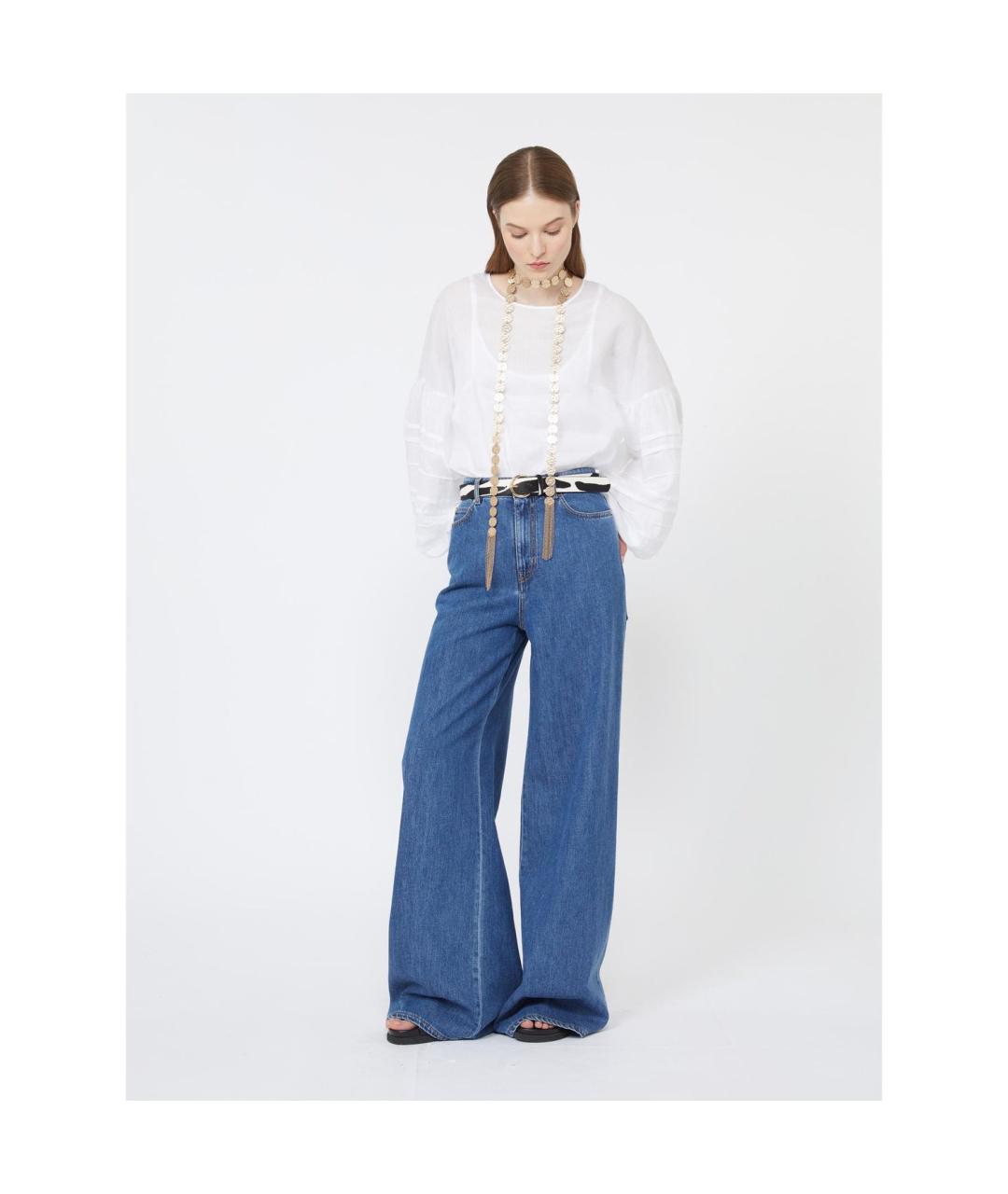 MAX MARA STUDIO Синие хлопковые джинсы клеш, фото 5