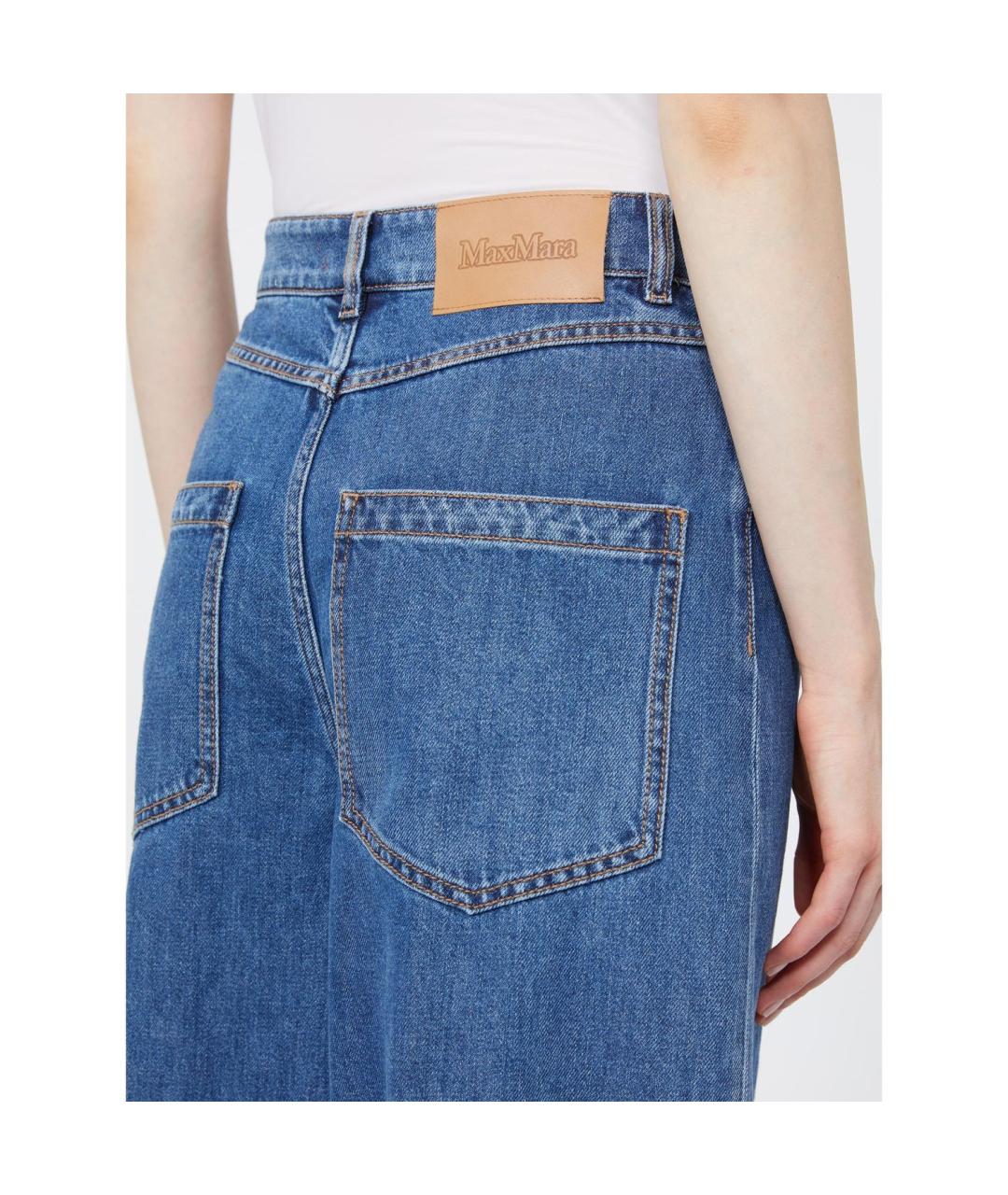 MAX MARA STUDIO Синие хлопковые джинсы клеш, фото 4