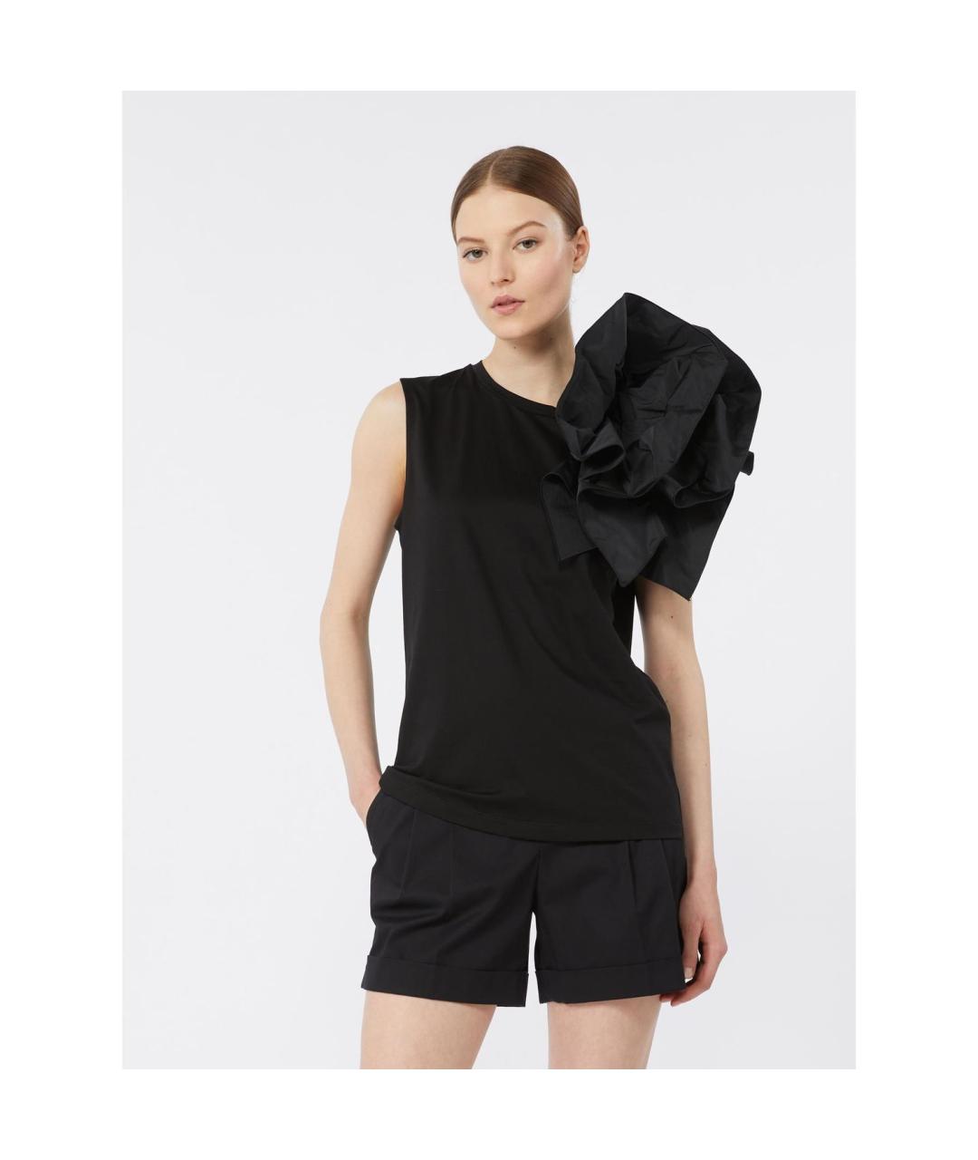 MAX MARA STUDIO Черная хлопковая майка, фото 5