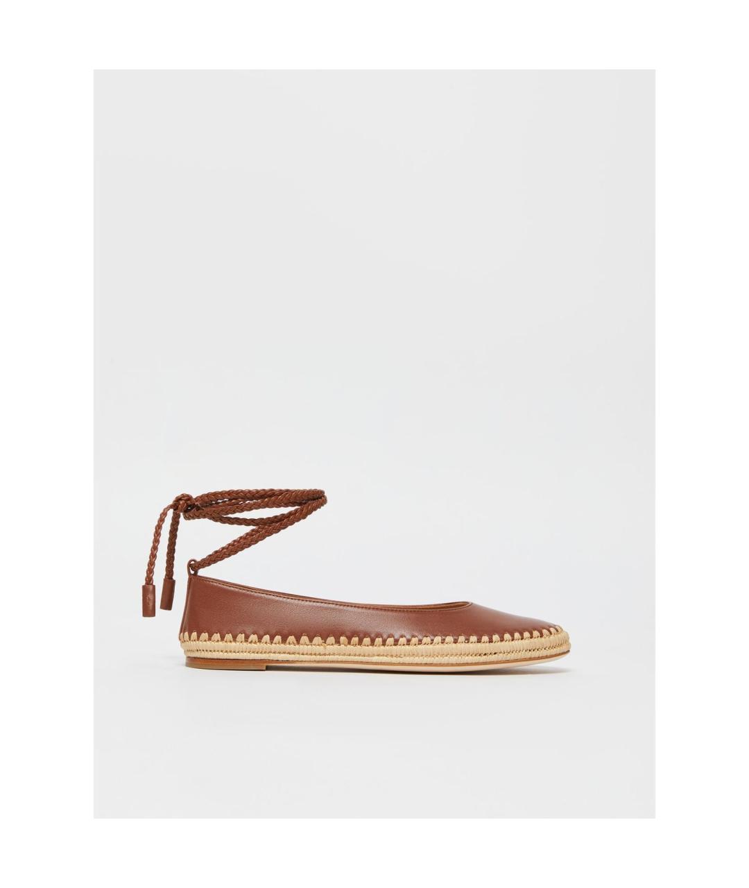 MAX MARA Коричневые кожаные балетки, фото 6
