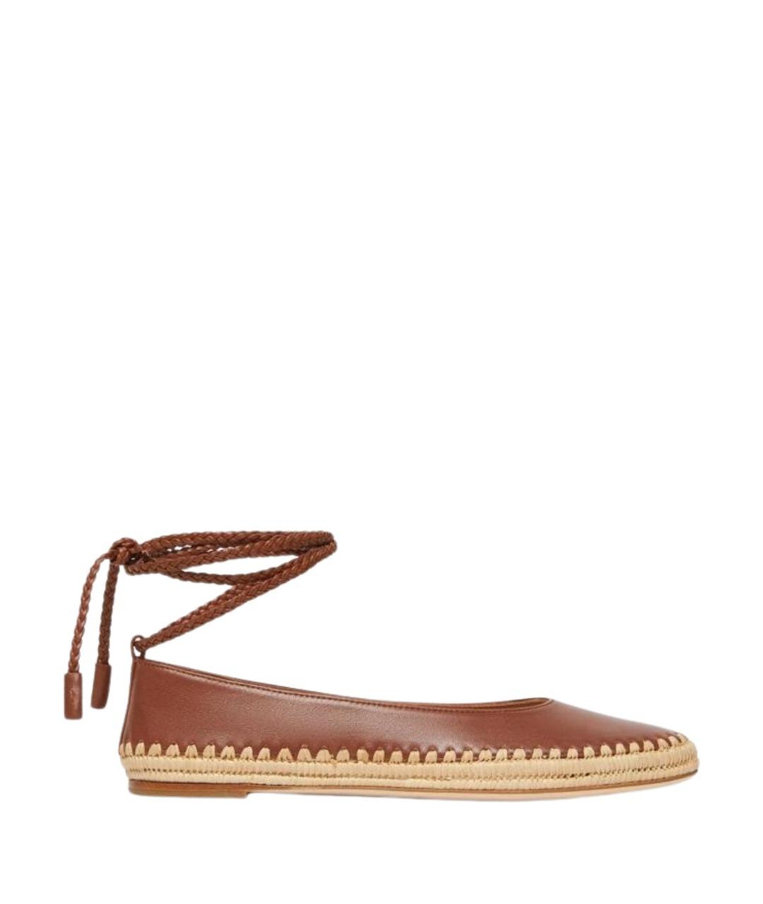MAX MARA Коричневые кожаные балетки, фото 1