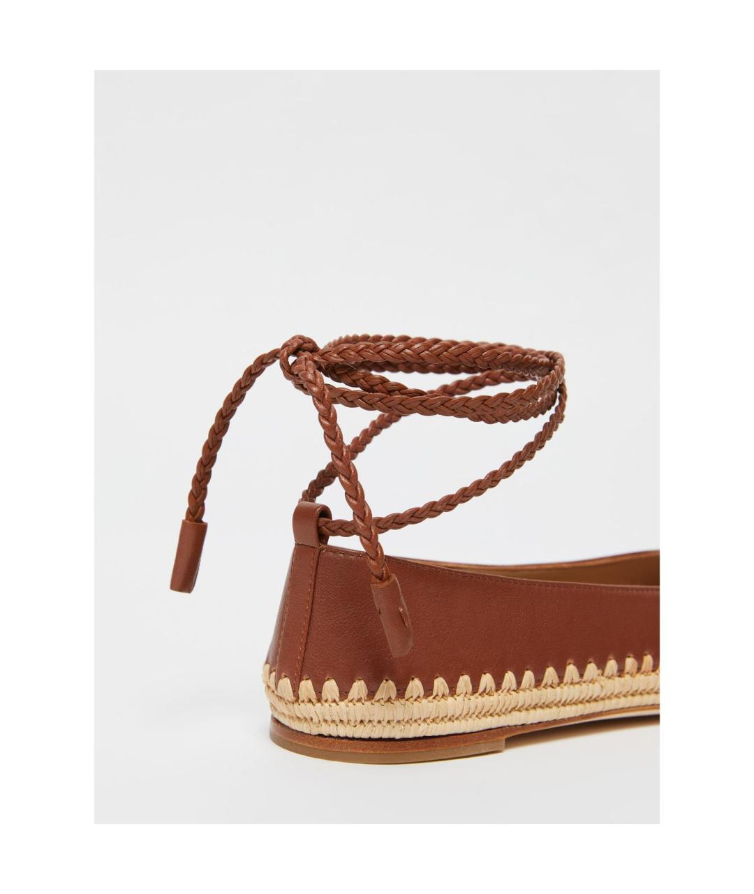 MAX MARA Коричневые кожаные балетки, фото 4