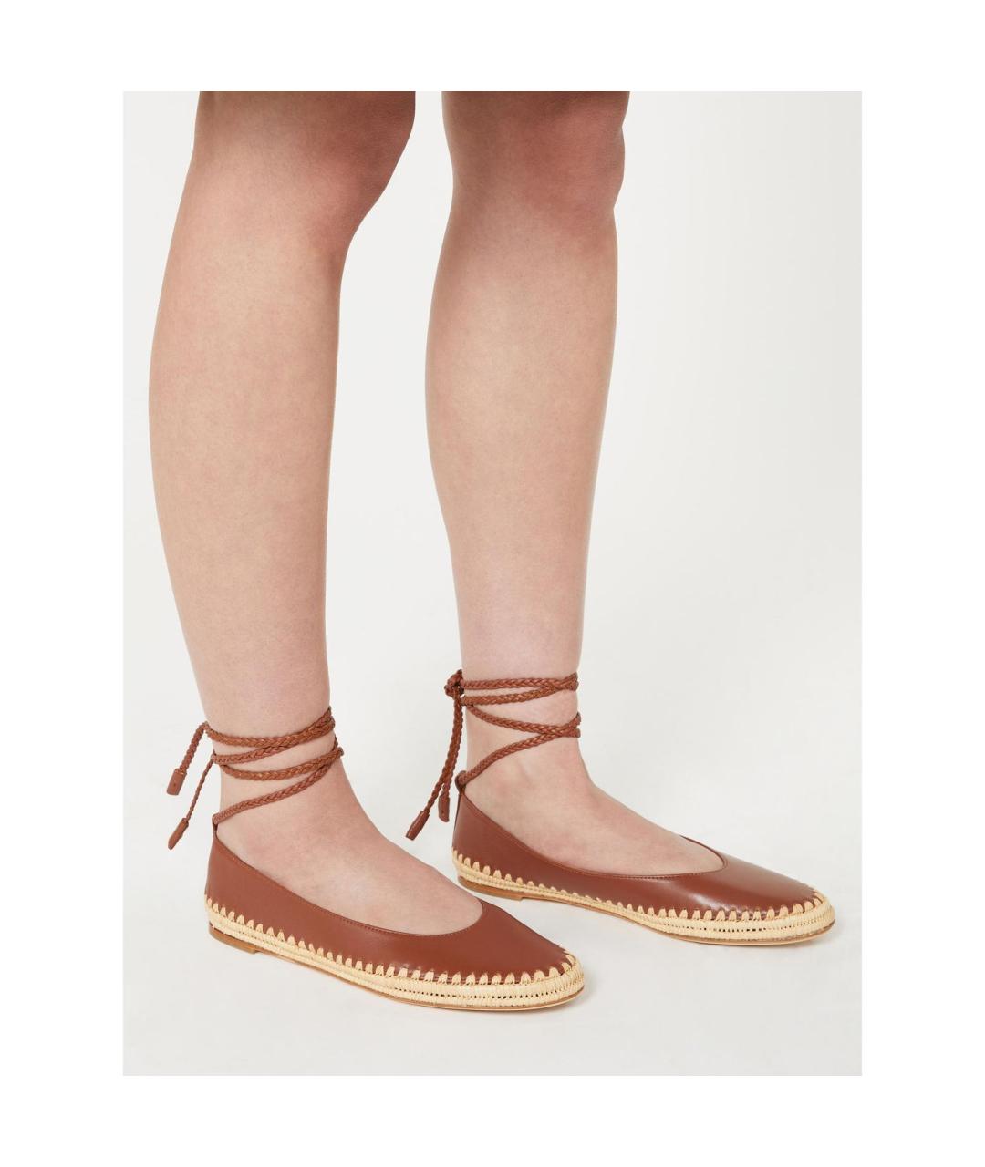 MAX MARA Коричневые кожаные балетки, фото 2