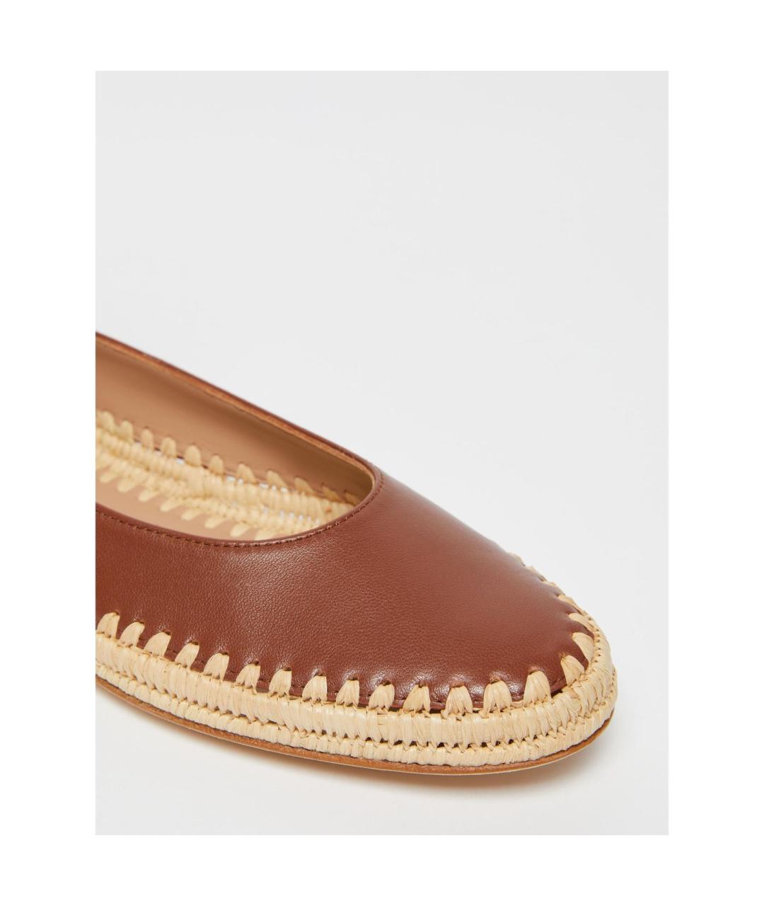 MAX MARA Коричневые кожаные балетки, фото 3