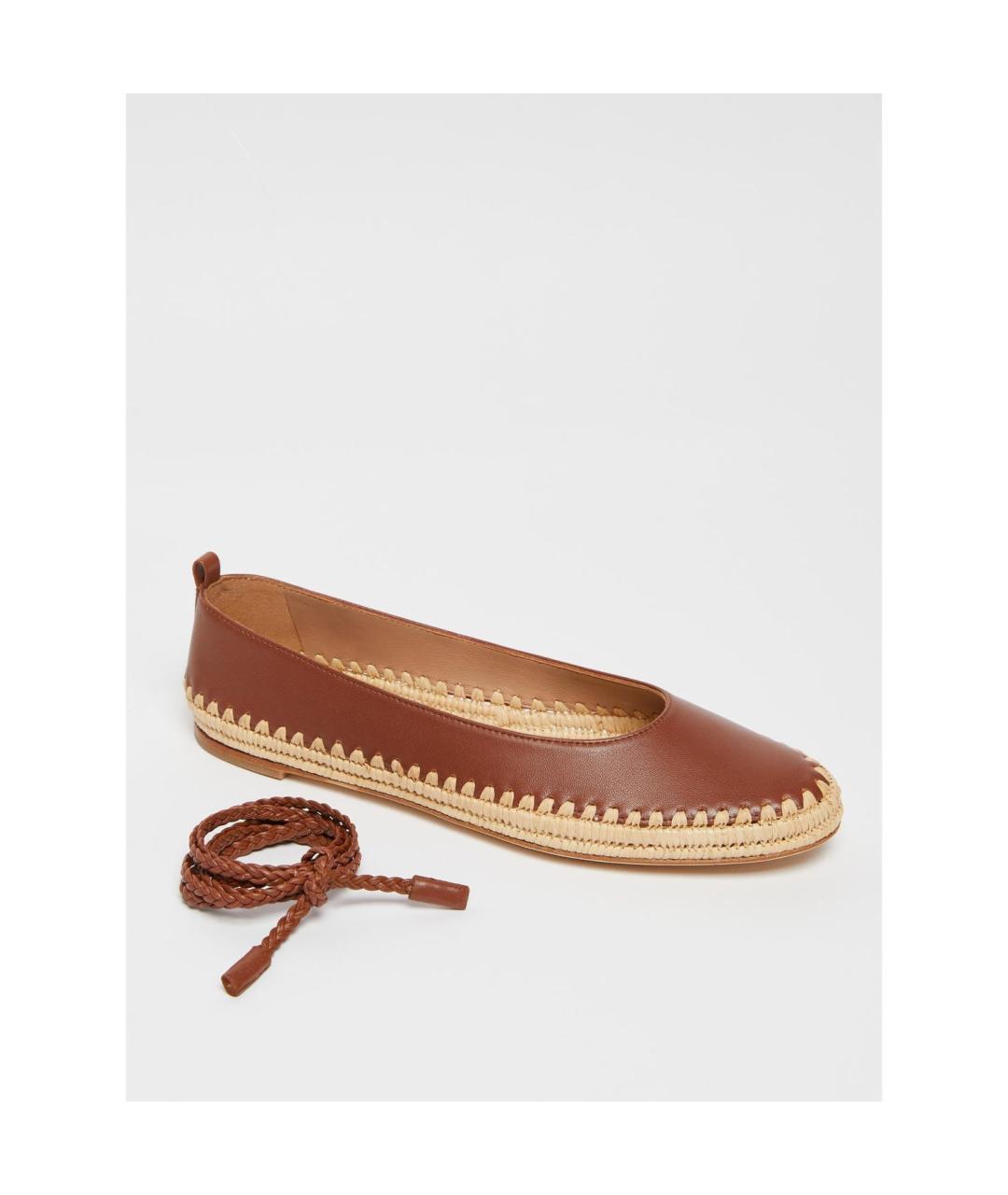 MAX MARA Коричневые кожаные балетки, фото 5