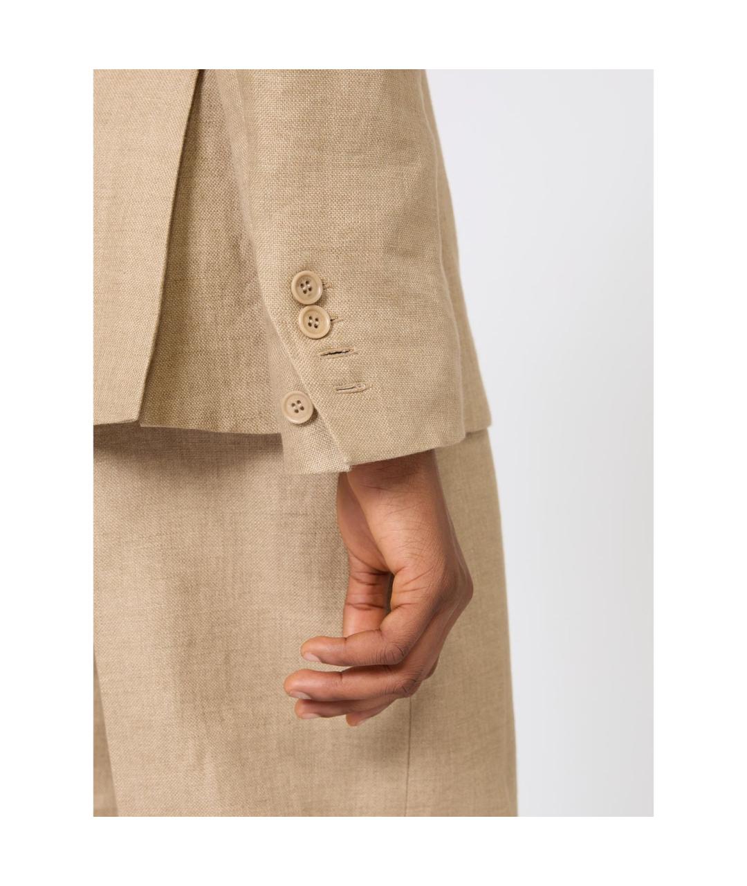 MAX MARA Бежевый льняной жакет/пиджак, фото 4