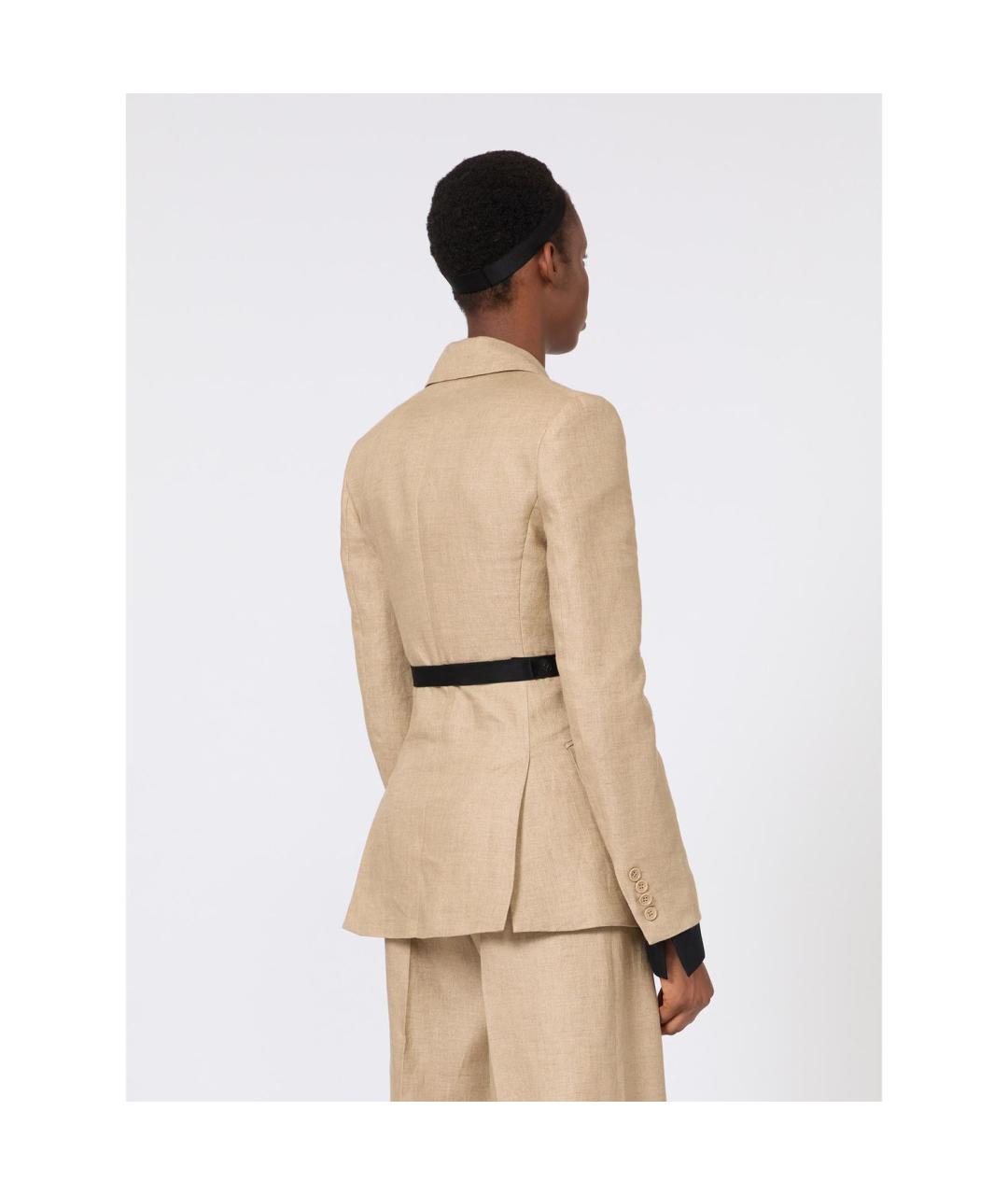 MAX MARA Бежевый льняной жакет/пиджак, фото 2