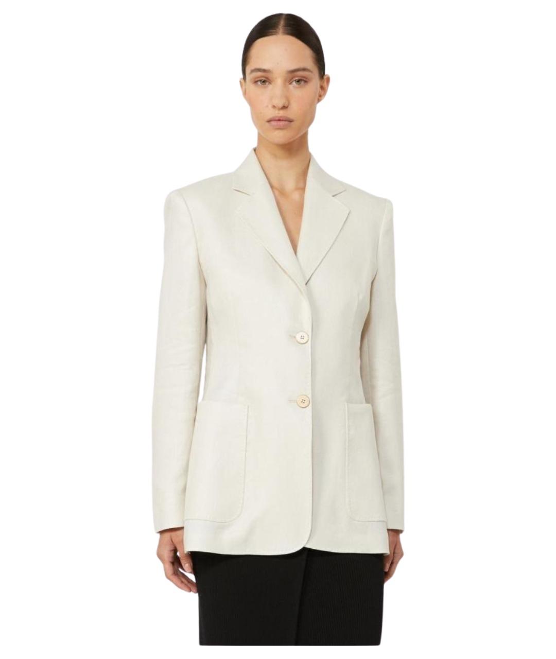 MAX MARA Бежевый льняной жакет/пиджак, фото 1