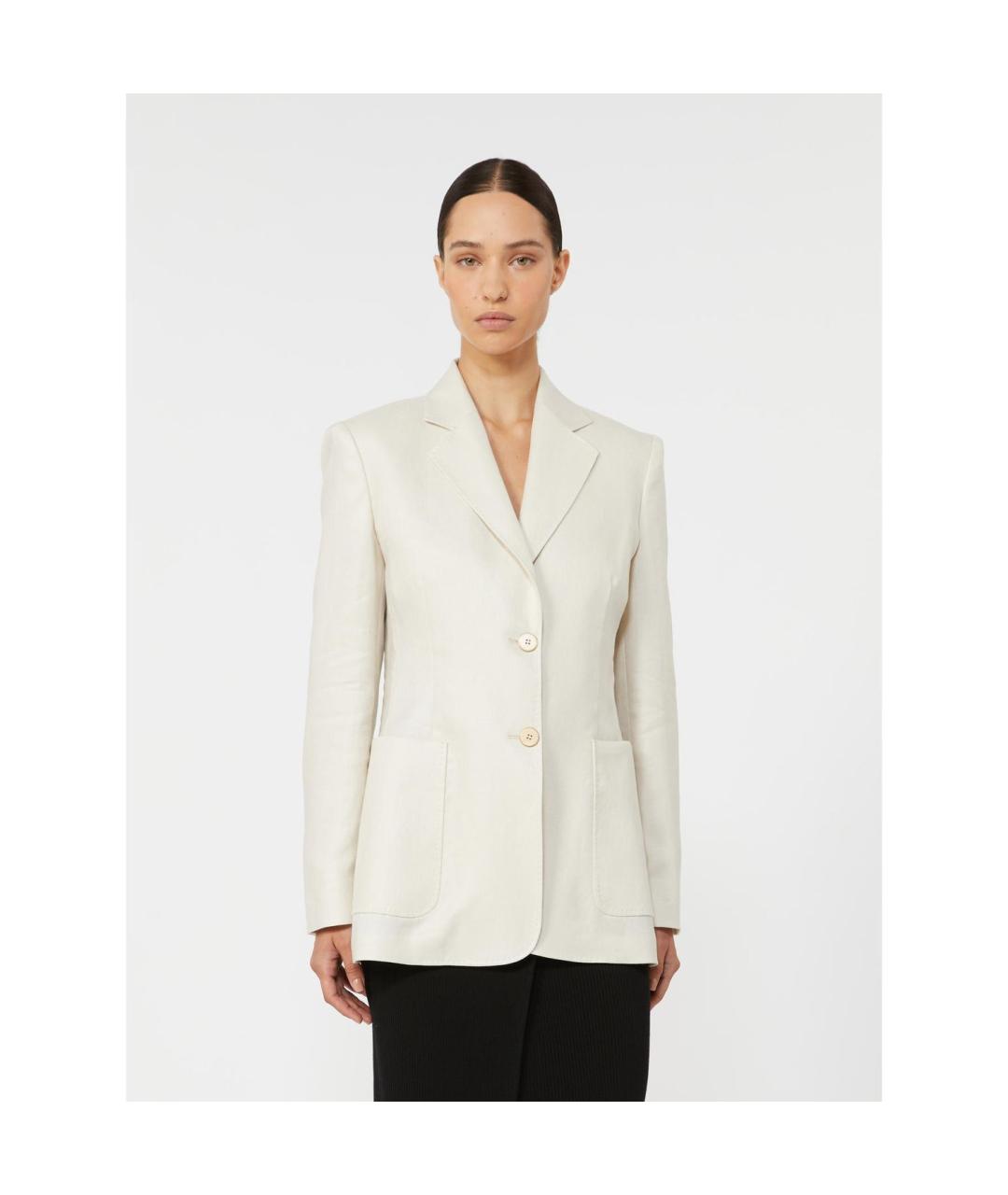 MAX MARA Бежевый льняной жакет/пиджак, фото 5