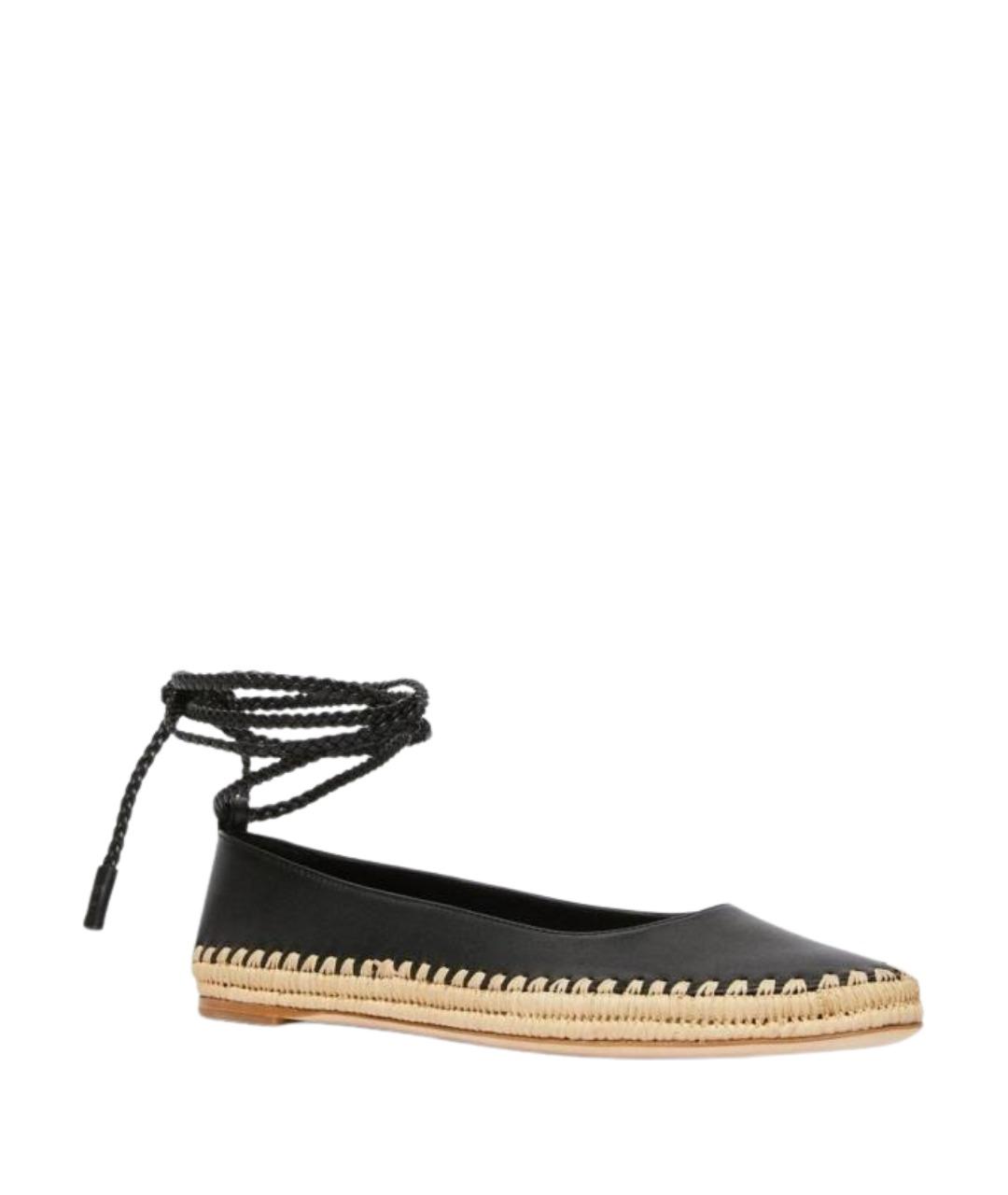 MAX MARA Черные кожаные эспадрильи, фото 1
